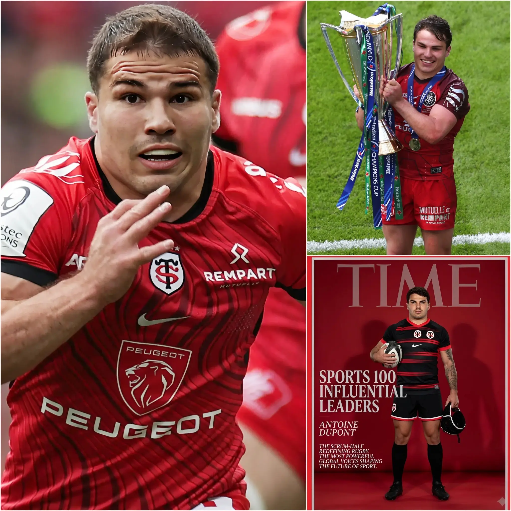 Cover Image for 🔥CONFIRMÉ : Le capitaine du Stade Toulousain, Antoine Dupont, a été officiellement nommé parmi les 100 personnalités les plus influentes du sport mondial par le magazine TIME, une distinction incroyable qui a secoué le monde du rugby français, tant ses performances sont remarquables.