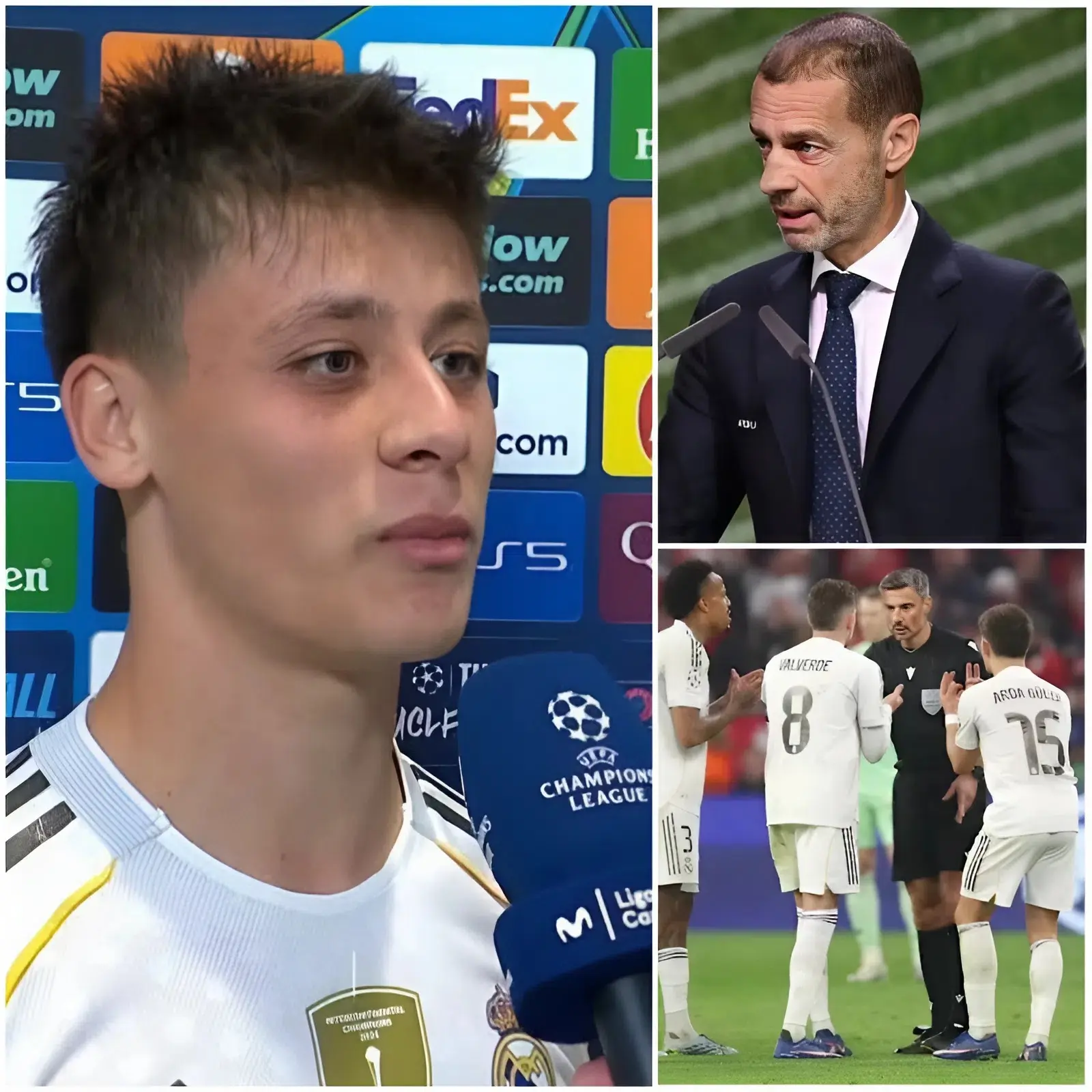 Cover Image for “¡ESTO YA NO ES LA CHAMPIONS LEAGUE QUE CONOCEMOS. TODO SE HA IDO DEMASIADO LEJOS!” Con un coraje poco común para su edad, la joven estrella brillante del Real Madrid, Arda Güler, sacudió los cimientos del fútbol mundial al criticar abiertamente la justicia del torneo.