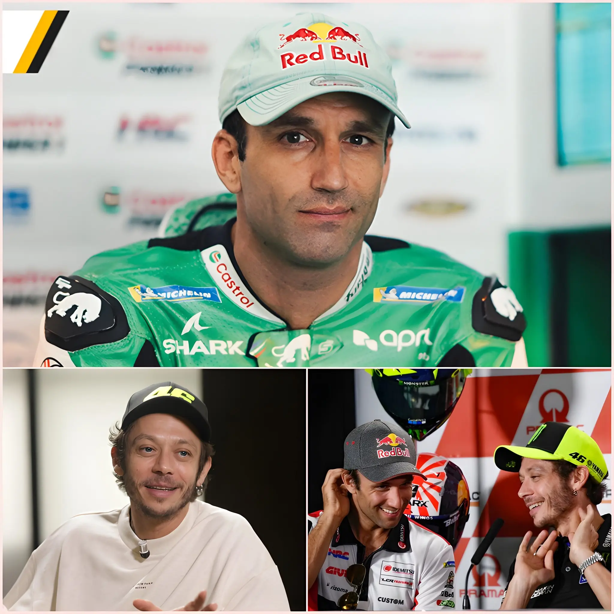 Cover Image for ❤️ « Tout au long de ma carrière, il est la seule personne qui m’ait véritablement impressionné. » Le légendaire pilote Valentino Rossi n’a pas hésité à couvrir d’éloges Johann Zarco