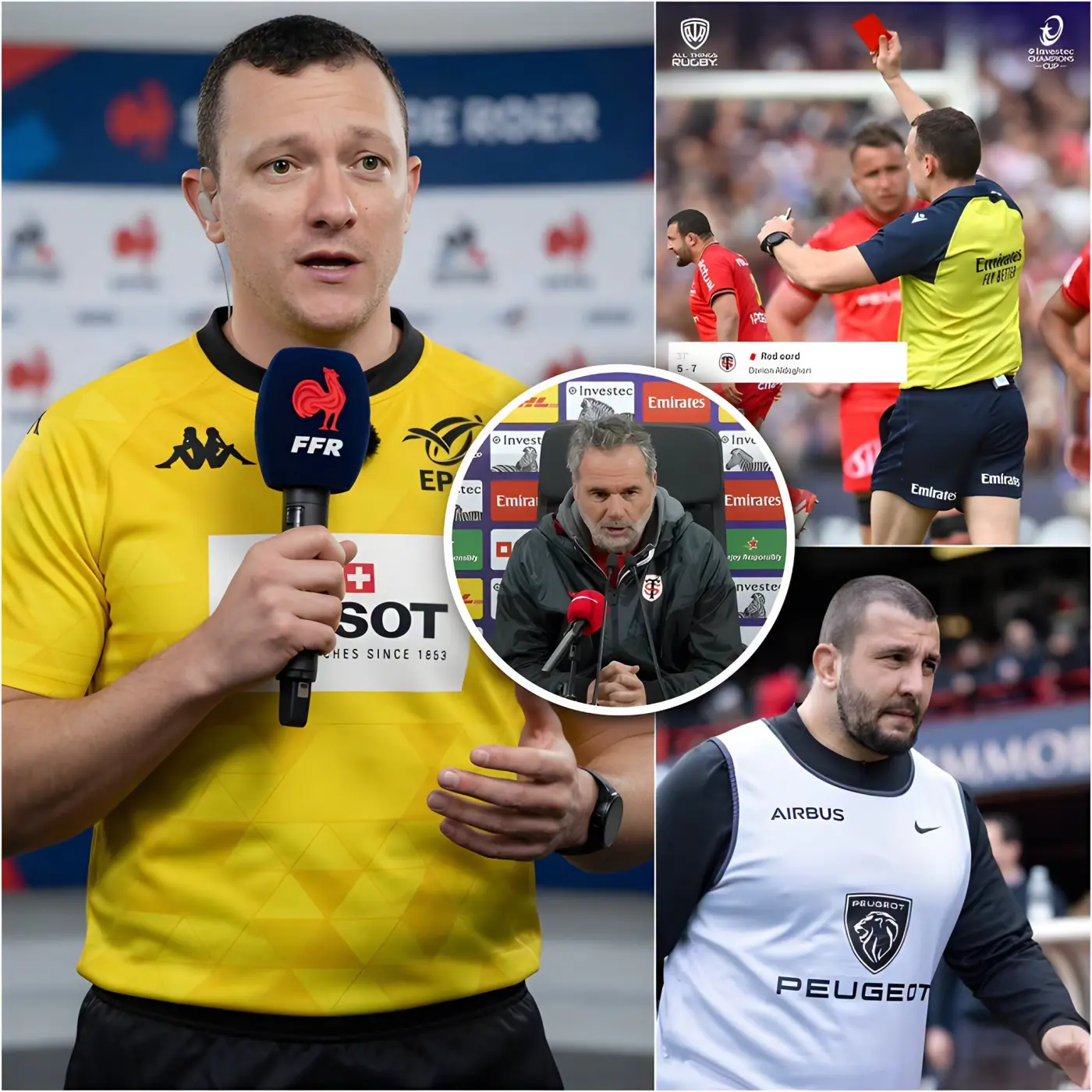 Cover Image for Matthew Carley, l’arbitre du quart de finale de Coupe Investec Champions entre l’Union Bordeaux-Bègles (UBB) et le Stade Toulousain, remporté 30 à 15 par l’UBB, a présenté ses excuses aux supporters toulousains après avoir visionné les images du match. Il a reconnu que ses décisions controversées étaient partiales, notamment concernant l’expulsion de Dorian Aldegheri. « Je suis désolé.