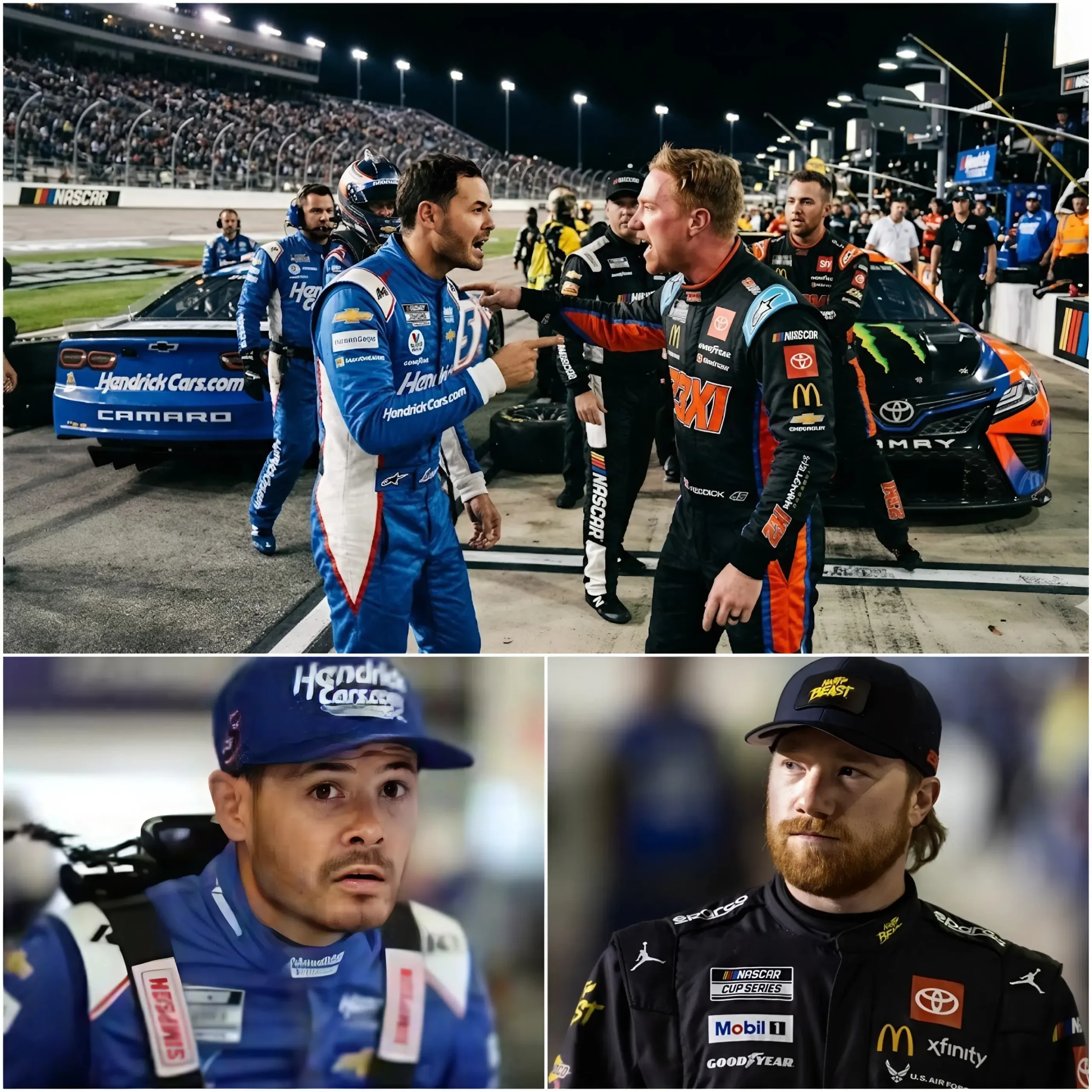 Cover Image for 🚨 “WE DEMAND FAIRNESS!” — Kyle Larson has filed a shocking lawsuit against Tyler Reddick and NASCAR, calling for the reversal of the AdventHealth 400 (Kansas) race results.