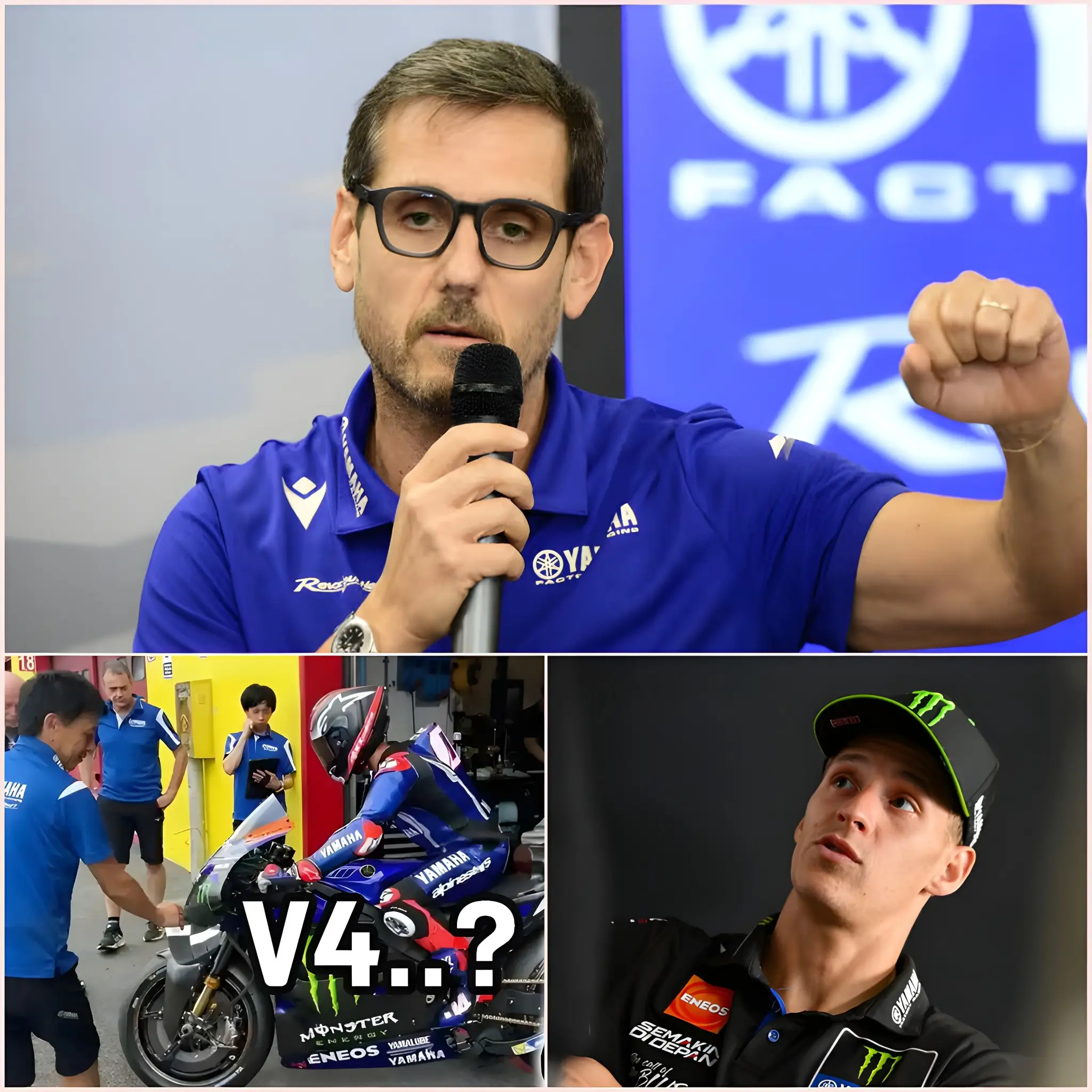 Cover Image for 🚨DERNIÈRE MINUTE : Yamaha est sur le point de réaliser une avancée décisive dans le développement du moteur V4 destiné à Fabio Quartararo. Cependant, la réaction du patron, Paolo Pavesio, a surpris tout le monde, allant à l’encontre des attentes des fans.