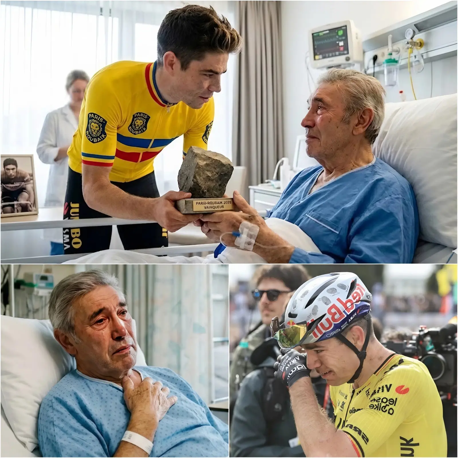 Cover Image for LAATSTE NIEUWS: Meteen na zijn overwinning in Paris-Roubaix 2026 ontving Wout van Aert midden in de nacht een dringende telefoontje en liet hij alles achter om naar het ziekenhuis te gaan om Eddy Merckx te bezoeken.