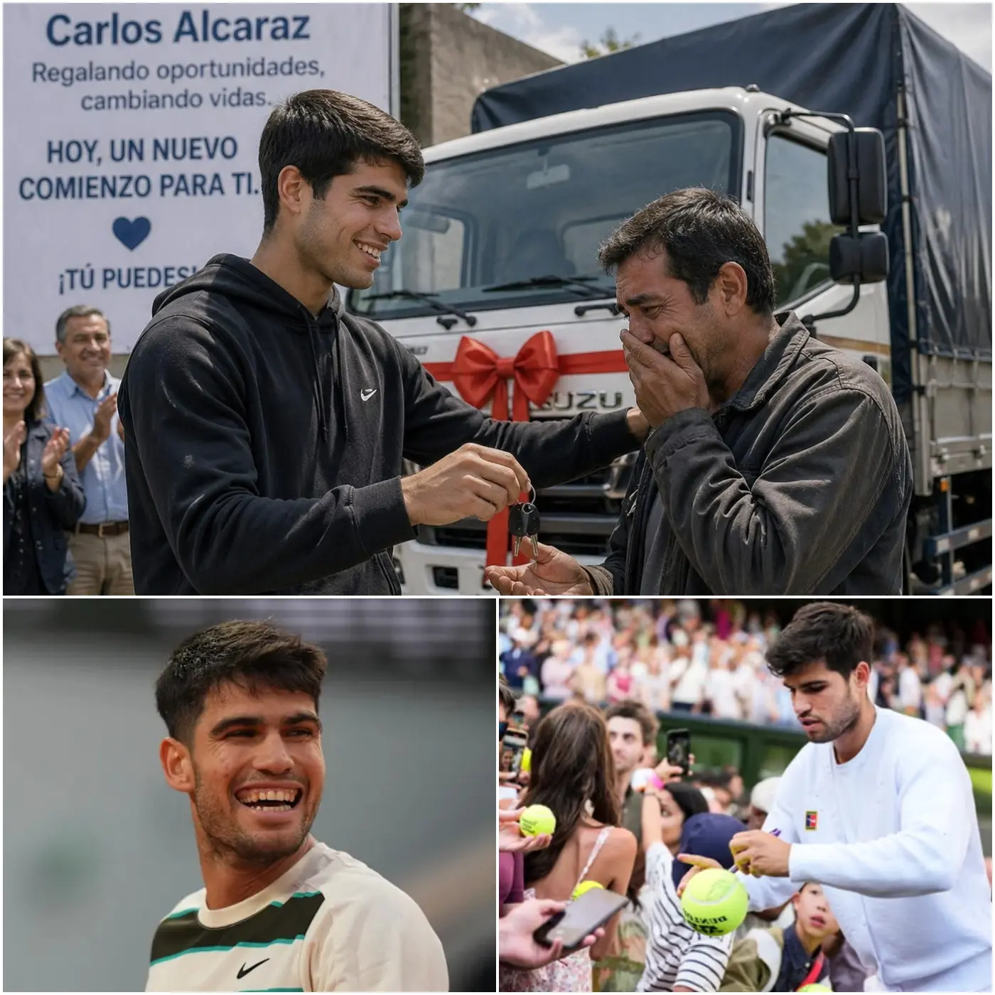 Cover Image for «No Levantó Un Trofeo. Levantó Una Vida». Hace Apenas Unos Minutos, Una Historia Que Conmovió A Miles Se Hizo Viral… Carlos Alcaraz, Leyenda Del Tenis Español, Acaparó Titulares En Todo El Mundo Con Un Gesto Discreto Pero Conmovedor.