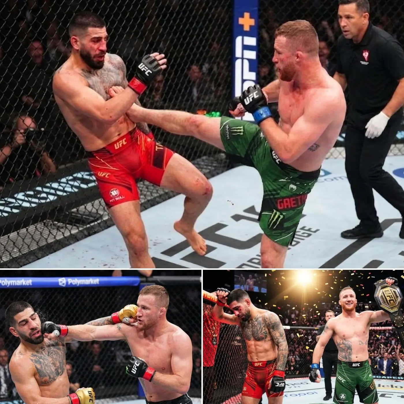 Cover Image for “One Punch Did the Job!” — Justin Gaethje unleashes a brutal knockout to bring Ilia Topuria’s reign to an end within five minutes!