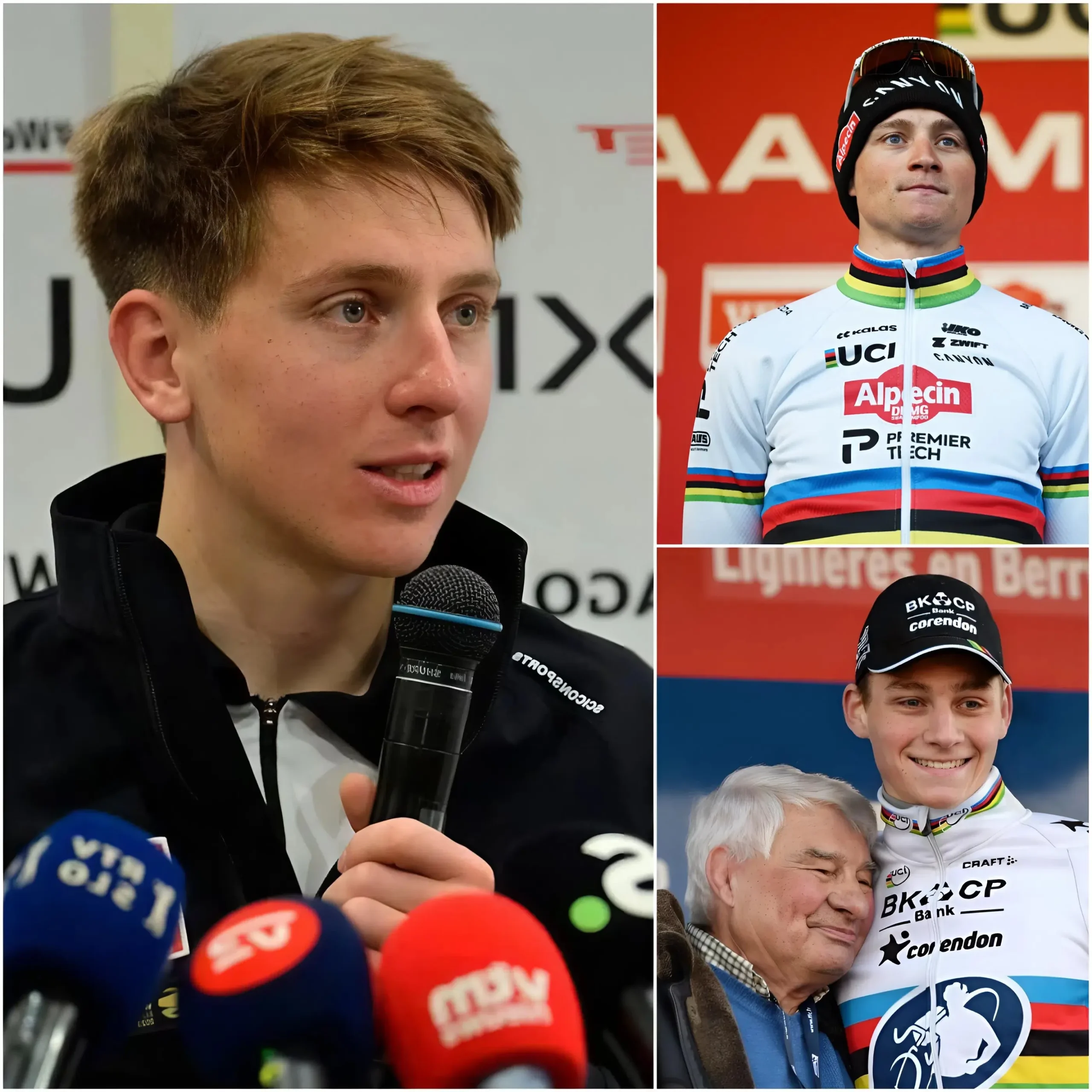 Cover Image for 🔥 NOTIZIA TRISTE: Pogacar esprime condoglianze a Van der Poel dopo una tragedia familiare 😢