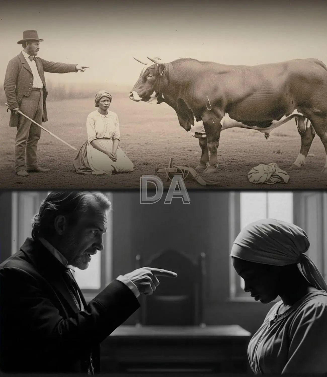 Cover Image for O dono da plantação fez sua escrava “cruzar” com seu touro premiado… e a culpou quando nada aconteceu…