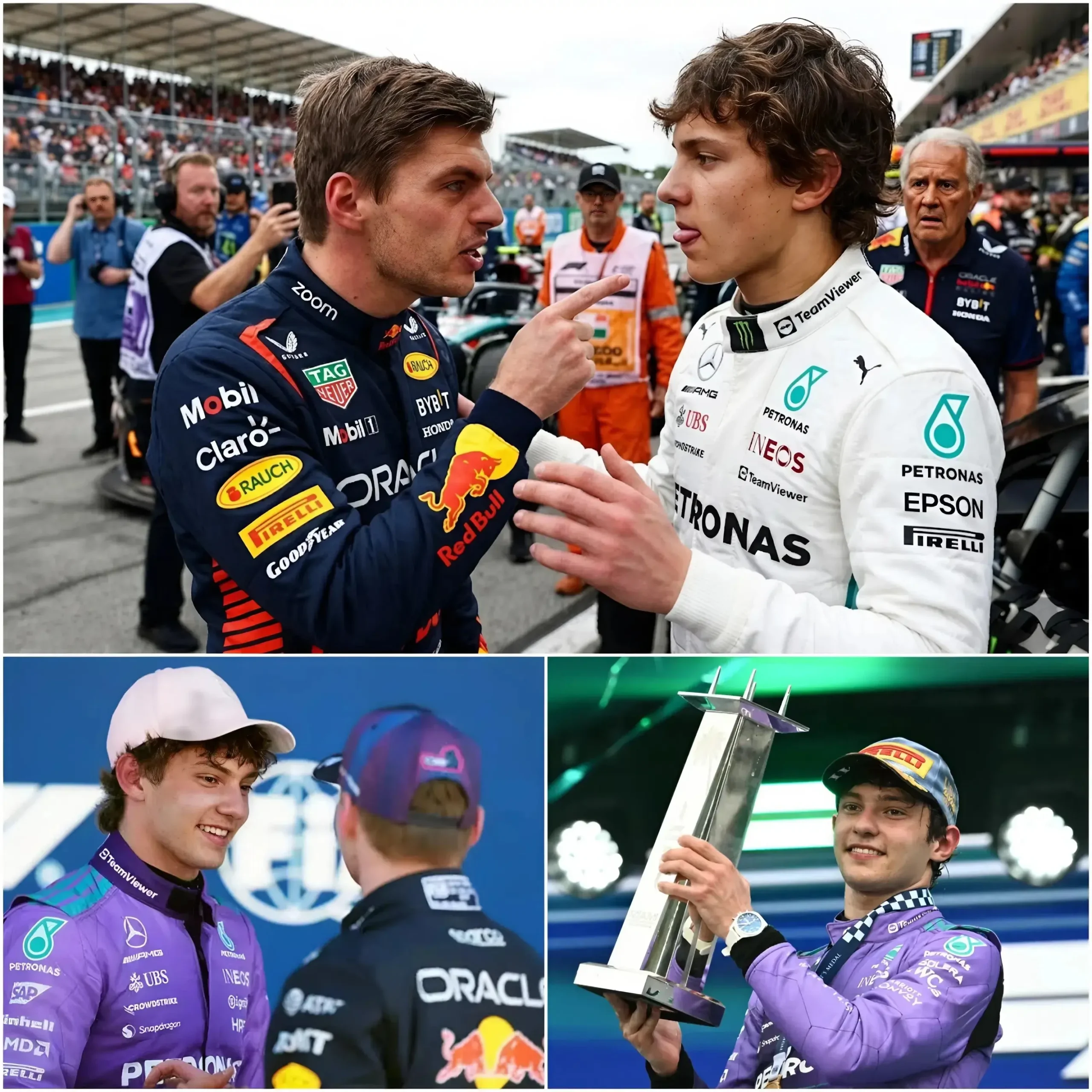 Cover Image for CONTROVERSY ERUPTS IN F1🛑“UNBELIEVABLE — THEY LET A 19-YEAR-OLD CHEAT AND WIN!” Max Verstappen didn’t hesitate to criticize Kimi Antonelli’s three consecutive wins after a controversial race at the 2026 Miami Grand Prix.