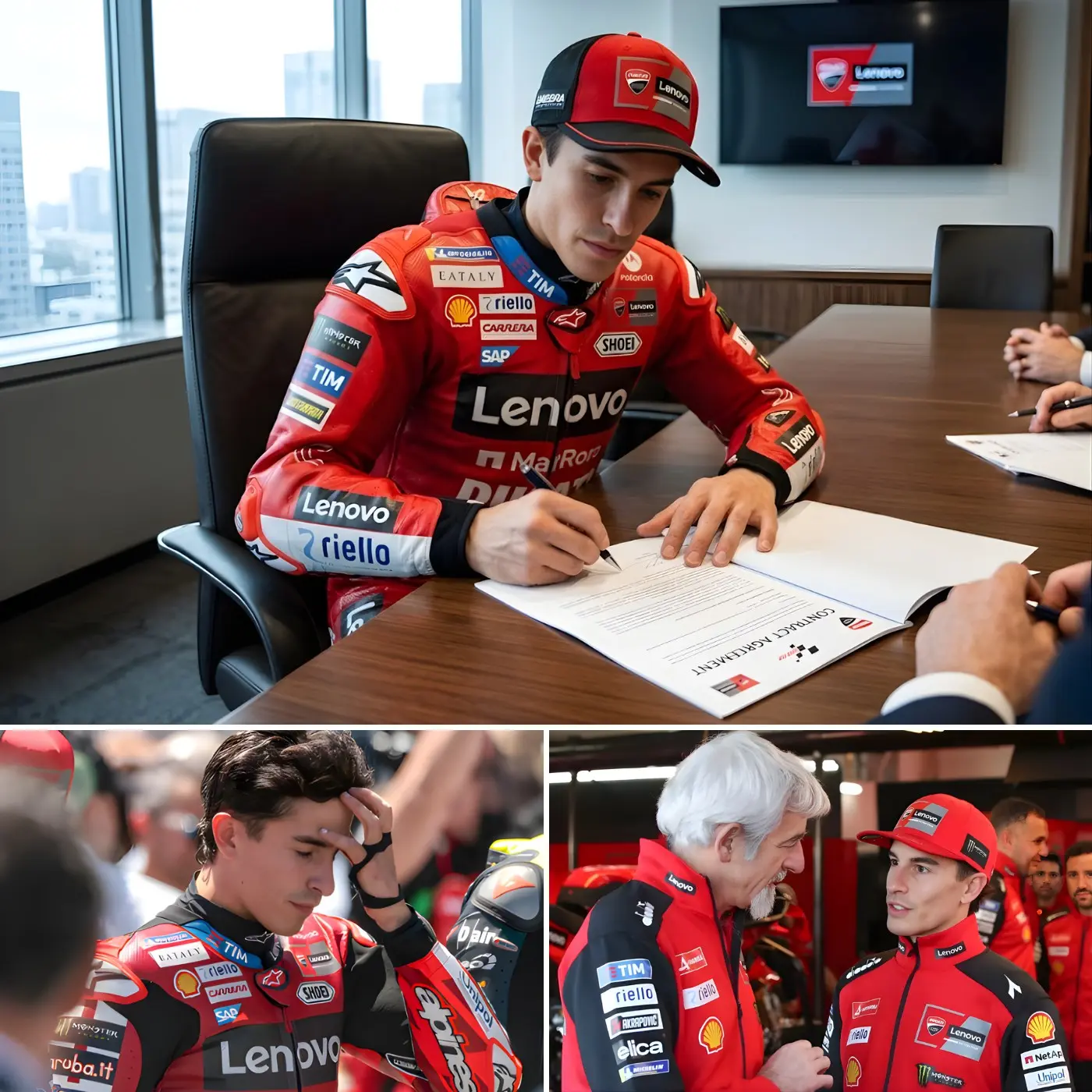 Cover Image for CHOC EN MOTOGP🚨 La révélation inattendue du « contrat fantôme » de Marc Márquez alimente les spéculations quant à un accord secret forçant Gigi Dal’Igna à prendre une décision risquée. Mais ce sont les 12 mots prononcés par inadvertance par Marc Márquez ensuite qui ont véritablement enflammé les fans. 👇👇👇