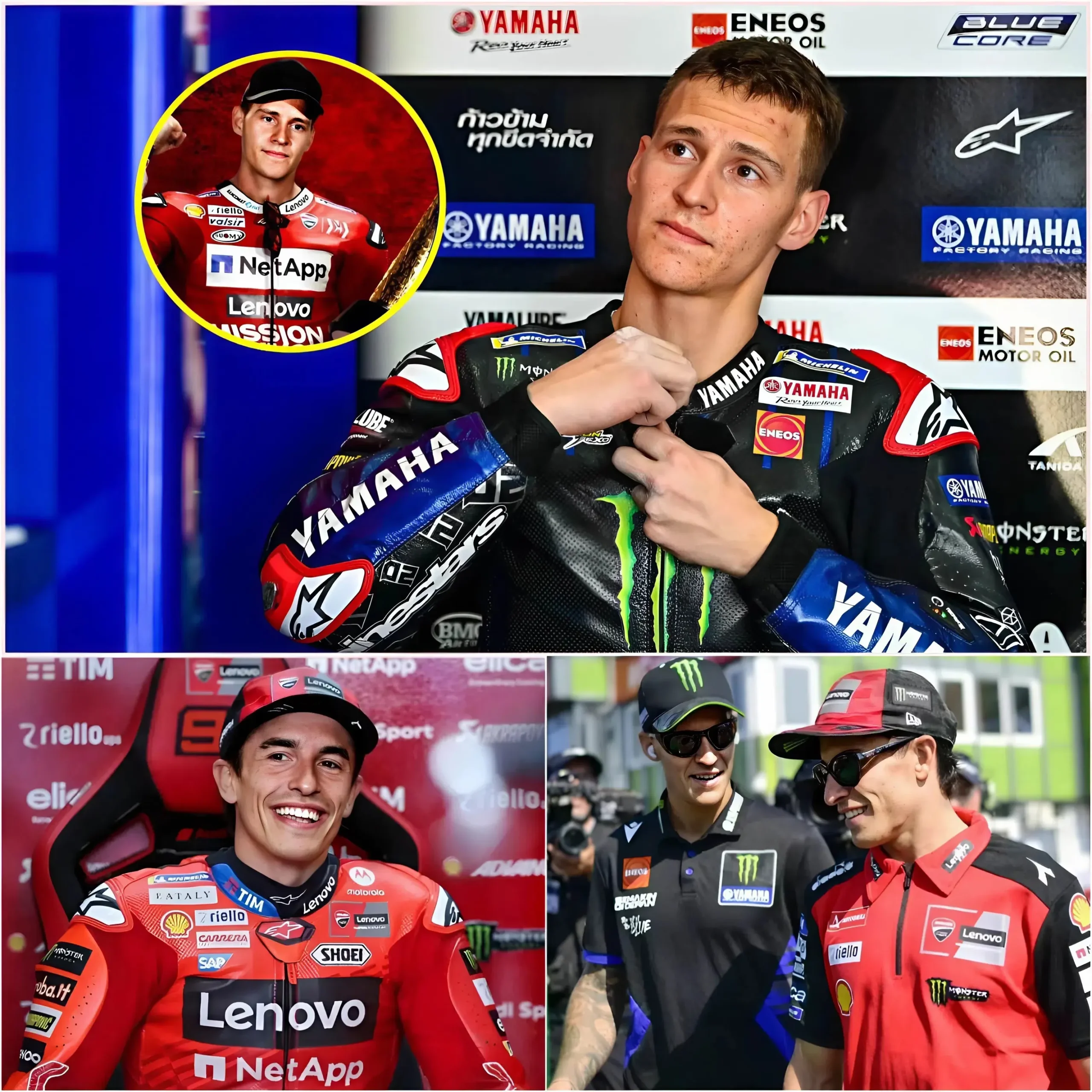 Cover Image for 🔥TEMPÊTE SUR LES RÉSEAUX SOCIAUX : Une conversation privée entre Marc Márquez et Fabio Quartararo a fuité de manière inattendue, révélant une tentative de recrutement audacieuse de la part de Ducati. Selon