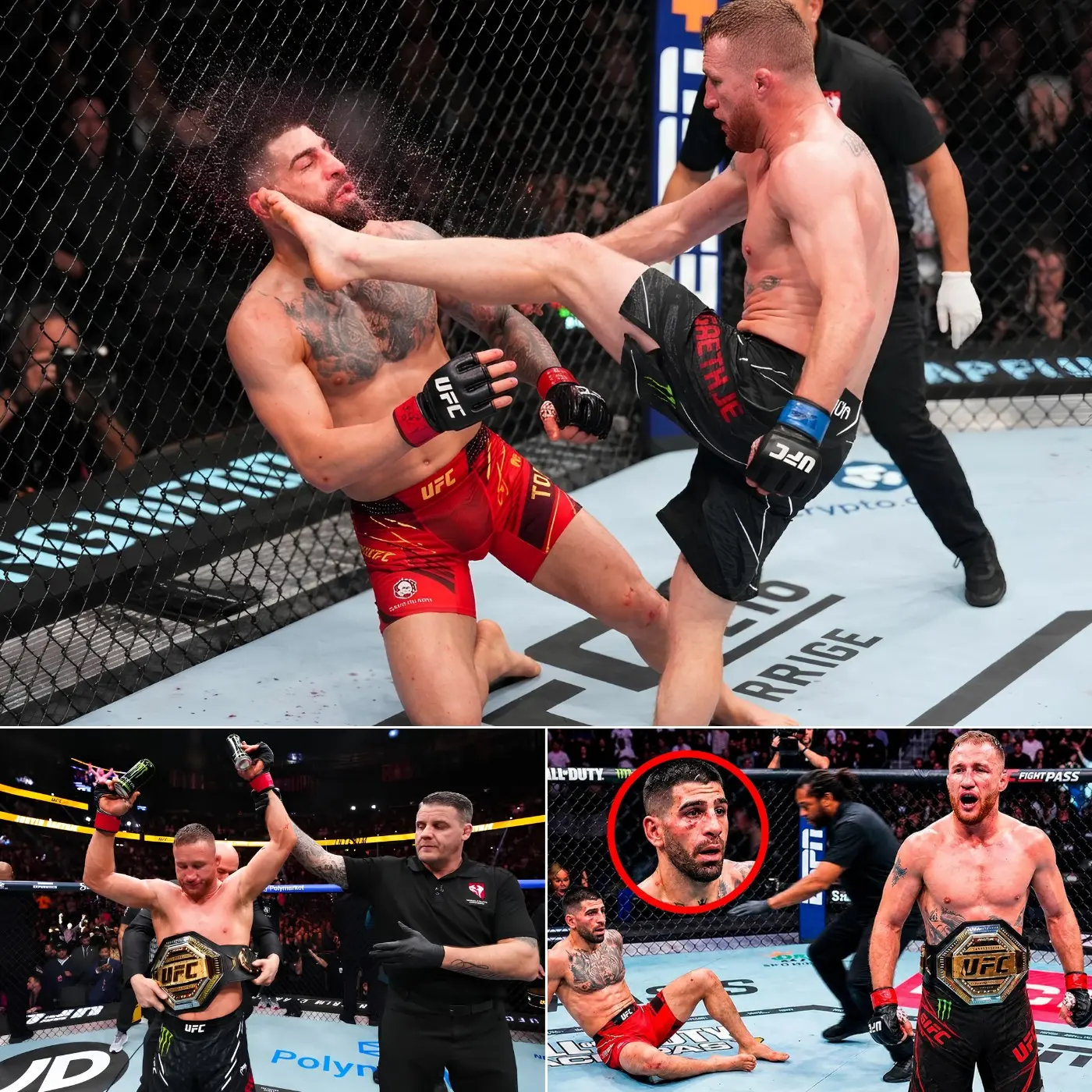 Cover Image for “Finished in a Flash!…” — Justin Gaethje knocked out Ilia Topuria with a brutal finish in the first round 👇👇👇