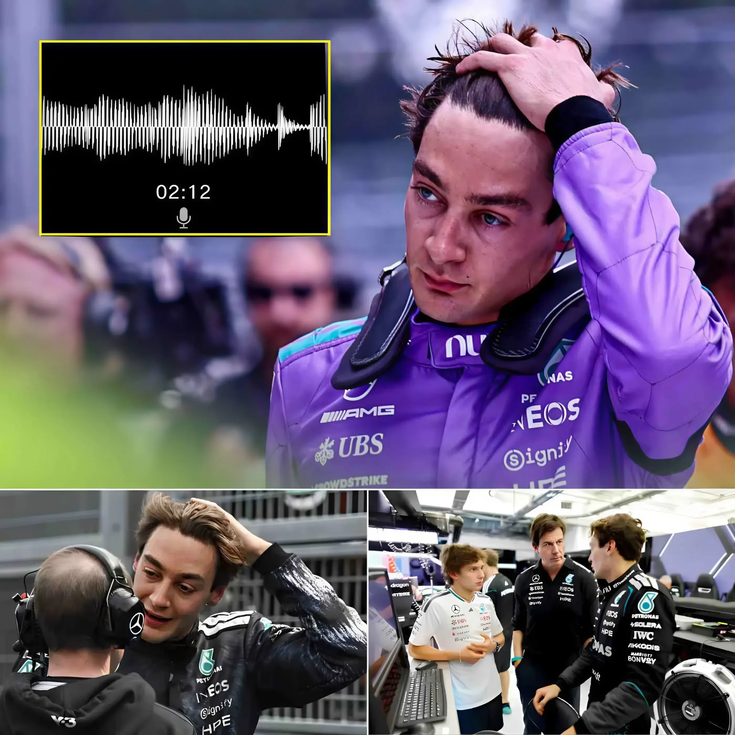 Cover Image for F1 NEWS🚨”I CAN’T STAY SILENT ANY LONGER, THEY’VE TREATED ME UNFAIRLY, THEY WILL PAY FOR THEIR STUPID ACTIONS.” George Russell has officially spoken out strongly against the blatant discrimination within the Mercedes team after a leaked recording of a secret strategic meeting.