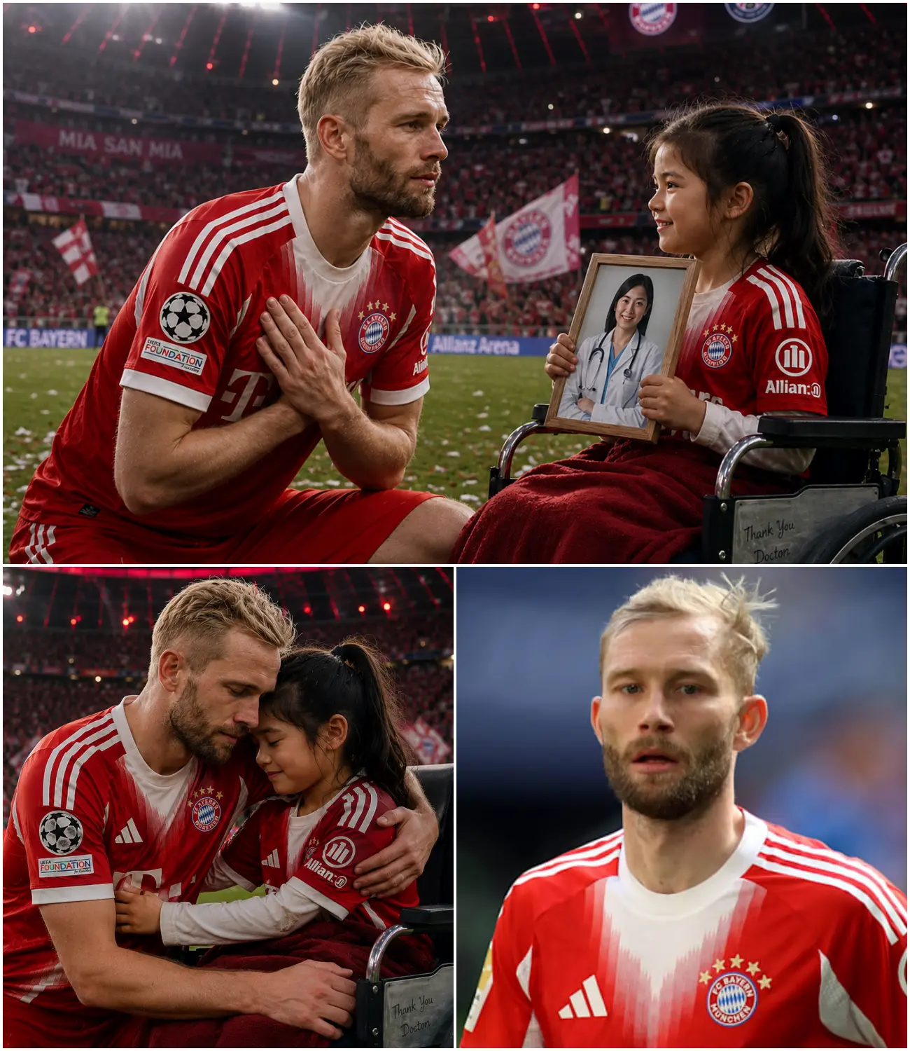 Cover Image for ⚽💔 „LASST DIE BARRIERE RUNTER. ICH KOMME.“ – Harry Kanes emotionaler Moment ließ die Allianz Arena in absolute Stille versinken.