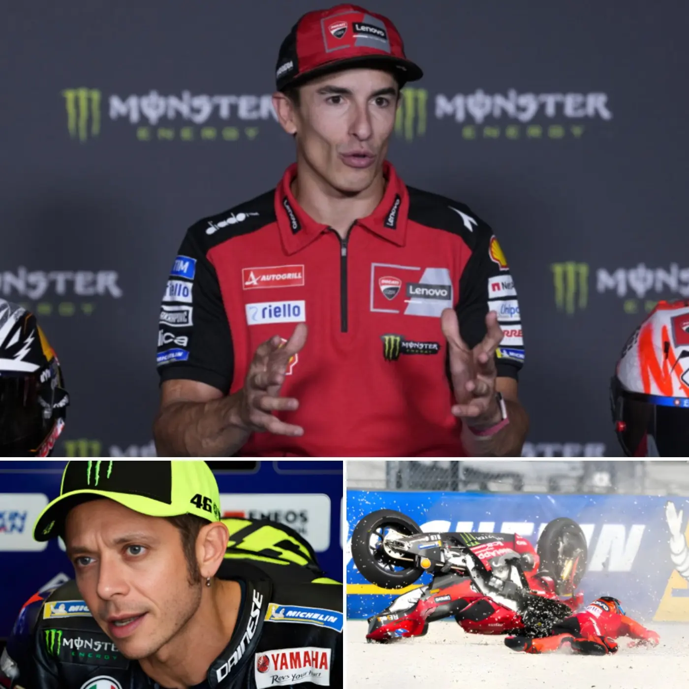 Cover Image for 🚨« Ne fais pas étalage de ta notoriété sur la piste… » — Valentino Rossi a lancé une attaque cinglante contre Marc Márquez après la malheureuse chute du pilote Ducati lors du Grand Prix d’Espagne de MotoGP, mais a immédiatement reçu une réponse choquante de 12 mots de Marc Márquez, déclenchant une controverse dans le monde du MotoGP.👇👇👇