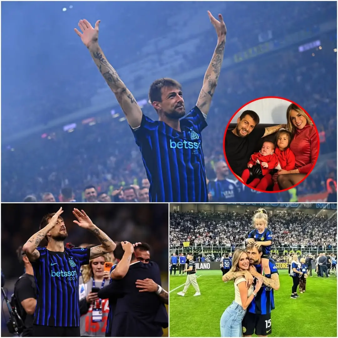 Cover Image for NOTIZIA CHE FA PIANGERE ❤️ Subito dopo la cerimonia di premiazione dello Scudetto al San Siro, Claudia Scarpari, la moglie di Francesco Acerbi, insieme alle loro due figlie è scesa in campo per festeggiare con lui il trionfo storico.