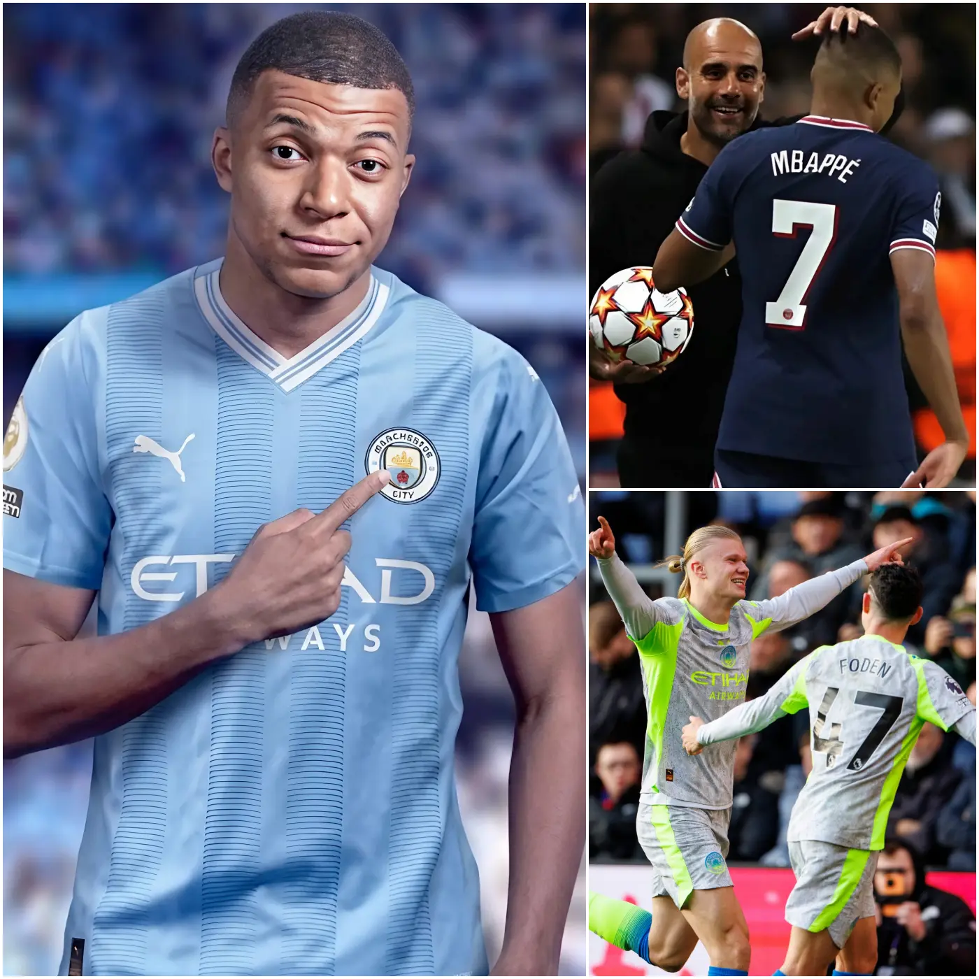 Cover Image for 🔥 “I just recognize his talent…” – Pep Guardiola reportedly caused a stir among Manchester City fans when he publicly mentioned signing Kylian Mbappé amidst uncertainty surrounding his future at Real Madrid CF.
