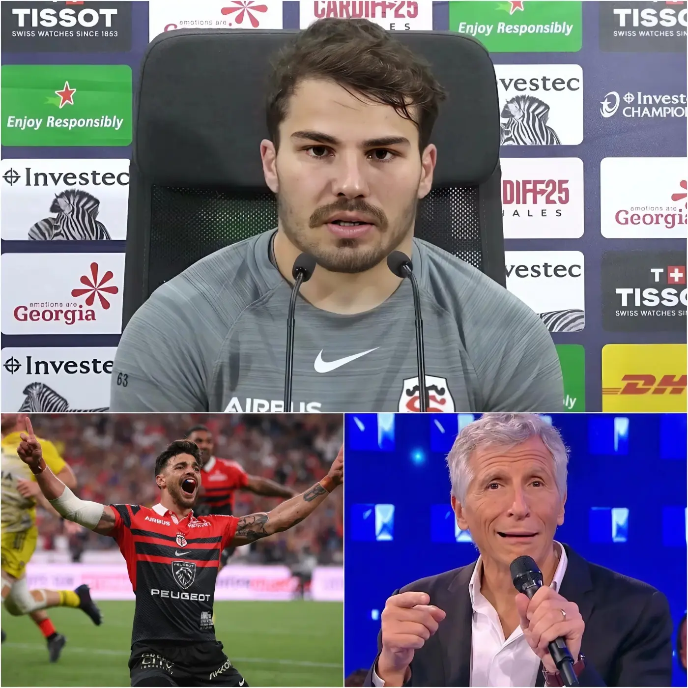 Cover Image for 🏉🔥 EXPLOSION EN DIRECT : « Le pouvoir ne vous autorise pas à insulter les autres » — Antoine Dupont, du Stade Toulousain, a fait taire le plateau avec sa réponse cinglante à Nagui lors d’une interview en prime time.