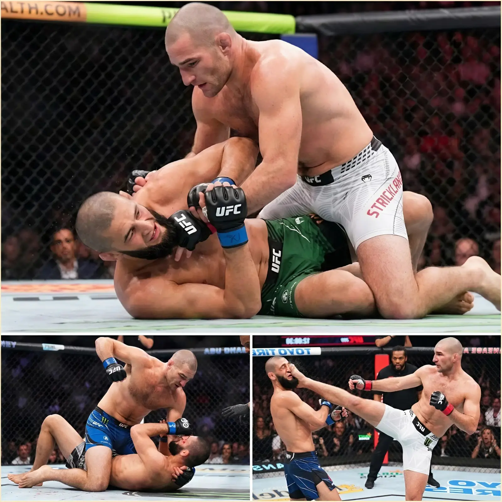 Cover Image for “ONE LEFT HOOK DESTROYED EVERYTHING…”Sean Strickland demolished Khamzat Chimaev with a terrifying knockout in round 3, leaving the whole world stunned!Khamzat’s mother and wife both fainted ringside in horror. Khamzat was immediately taken to the hospital unconscious after the brutal finish.👇👇👇 – Copy