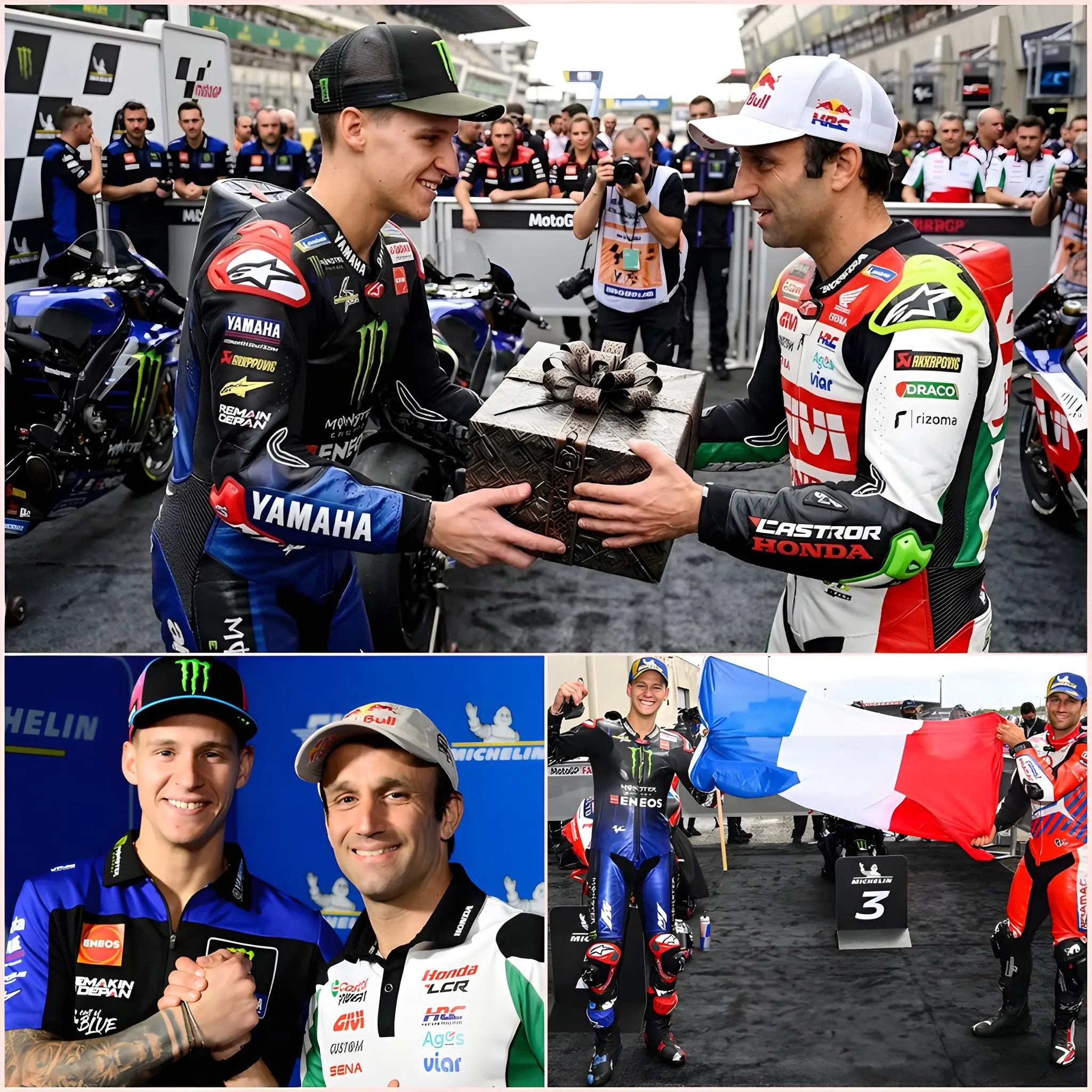 Cover Image for 🚨Il y a 5 minutes : Fabio Quartararo a ému aux larmes tous les pilotes MotoGP… et les a tenus en haleine jusqu’au bout, attendant le cadeau « extraordinaire » qu’il a offert à son compatriote après le Grand Prix de France.