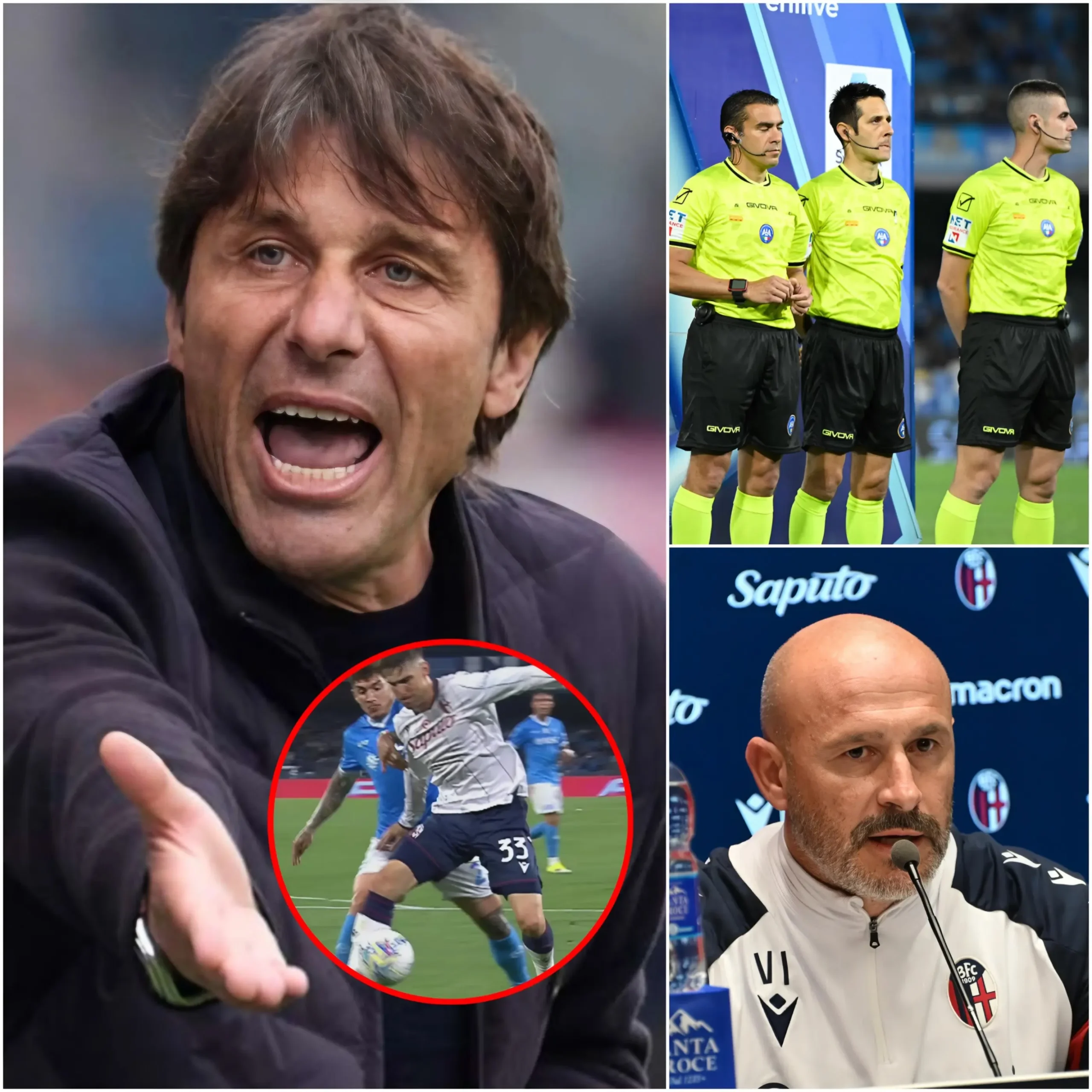 Cover Image for 🚨 ULTIM’ORA: Antonio Conte ha criticato apertamente l’arbitro Marco Piccinini con 5 prove concrete dopo la sconfitta del Napoli contro il Bologna. Secondo il tecnico leccese, l’arbitro ha preso decisioni chiaramente di parte, impedendo al Napoli di qualificarsi per la Champions League. Le dichiarazioni infuocate di Conte hanno immediatamente scatenato un’ondata di rabbia tra i tifosi azzurri.