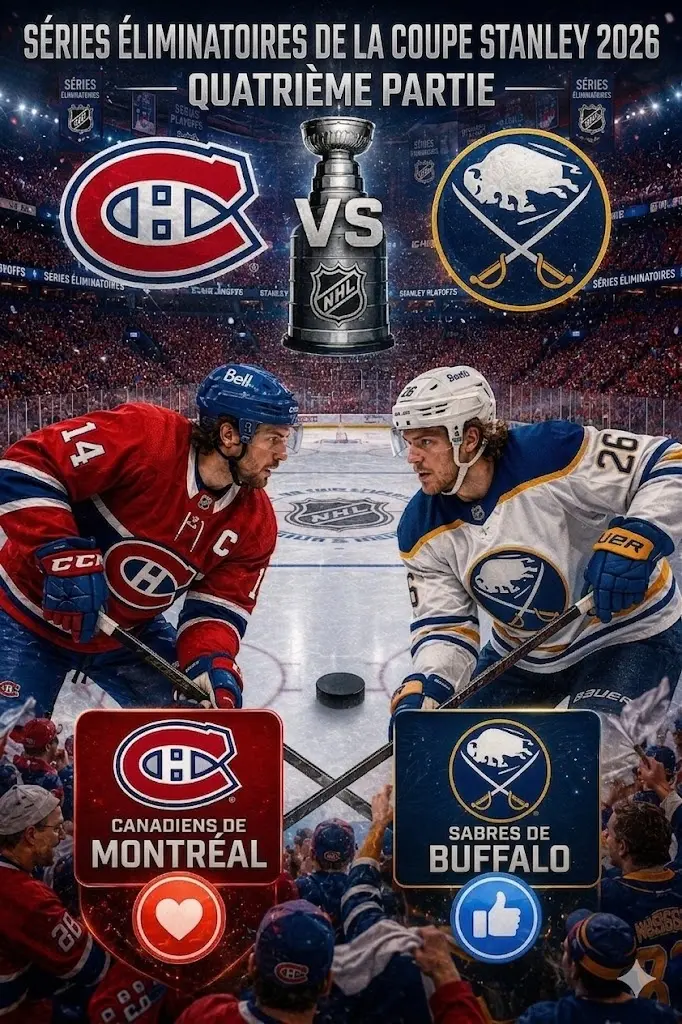 Cover Image for 🚨 ALERTE TV NATIONALE : Canadiens vs Sabres — L’heure du match 4 a été modifiée, ne le manquez pas 👇