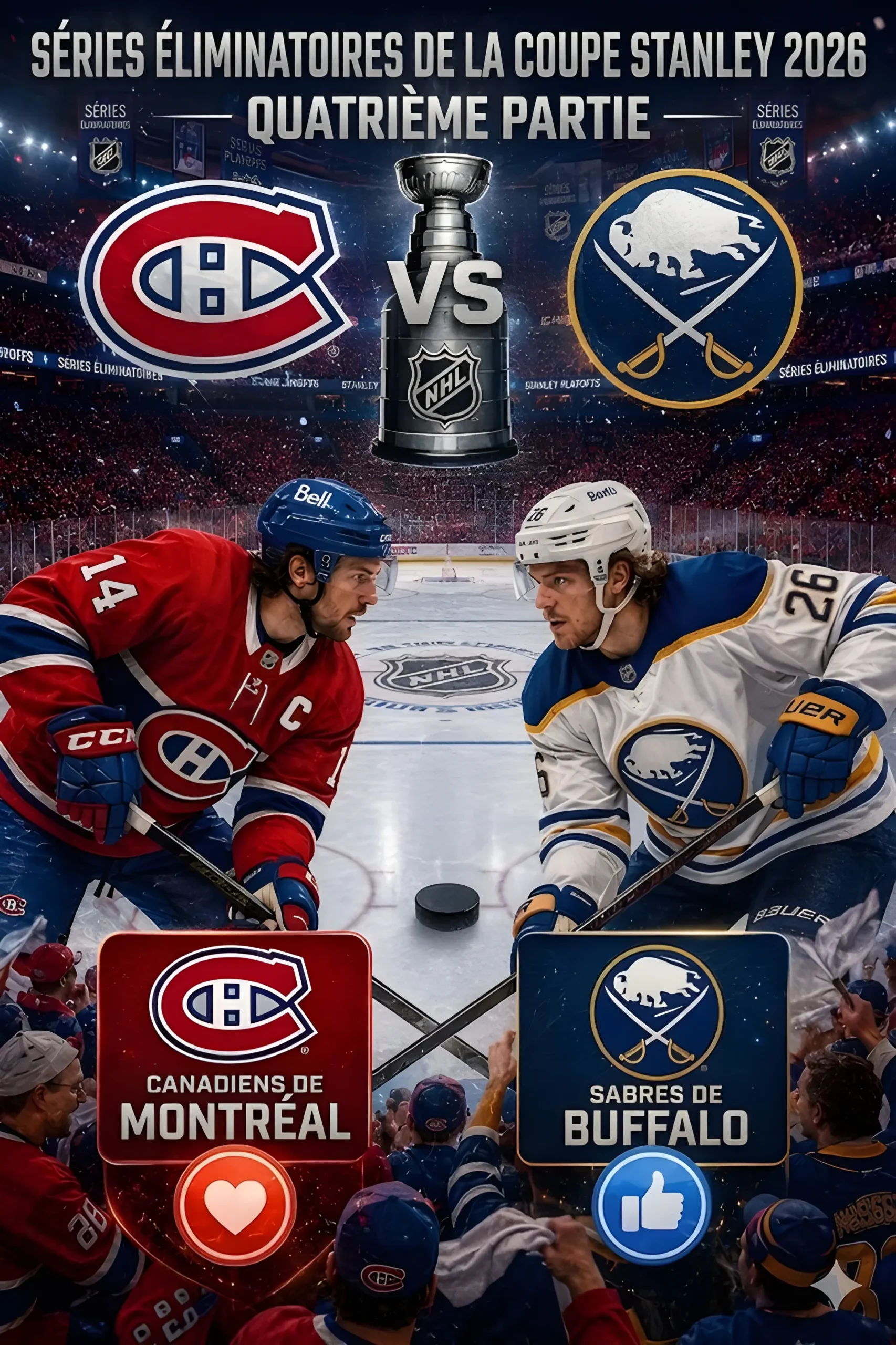 Cover Image for 🚨 ALERTE TV NATIONALE : Canadiens vs Sabres — L’heure du match 4 a été modifiée, ne le manquez pas 👇
