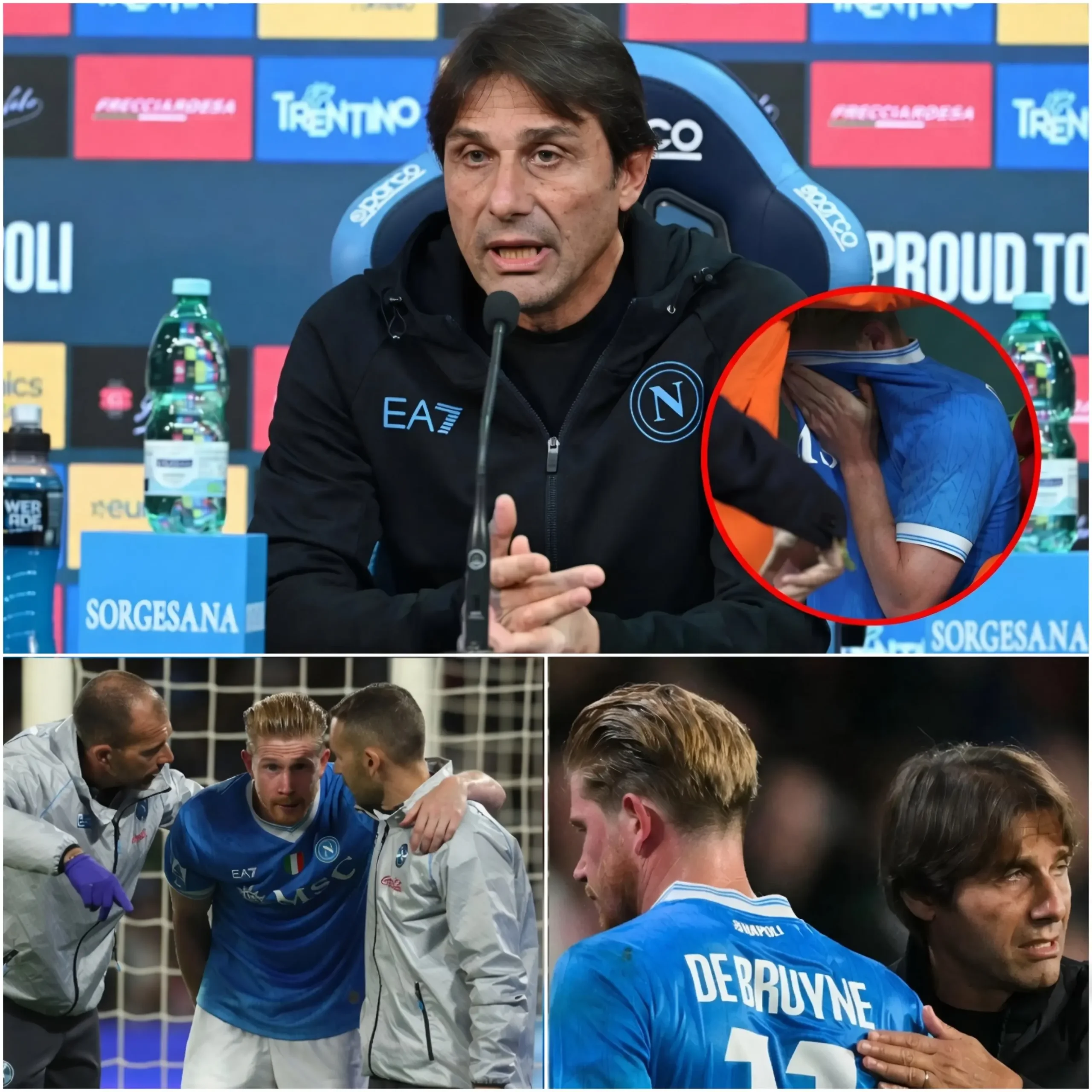 Cover Image for 🚨 NOTIZIA PEGGIORE Antonio Conte ha rivelato l’entità del grave infortunio subito da Kevin De Bruyne. Il tecnico del Napoli ha confermato che il centrocampista belga si è fatto male durante un allenamento a seguito di un violentissimo scontro di testa con un compagno di squadra. Questo incidente è stato la causa principale della sua assenza nella sfida contro il Bologna.
