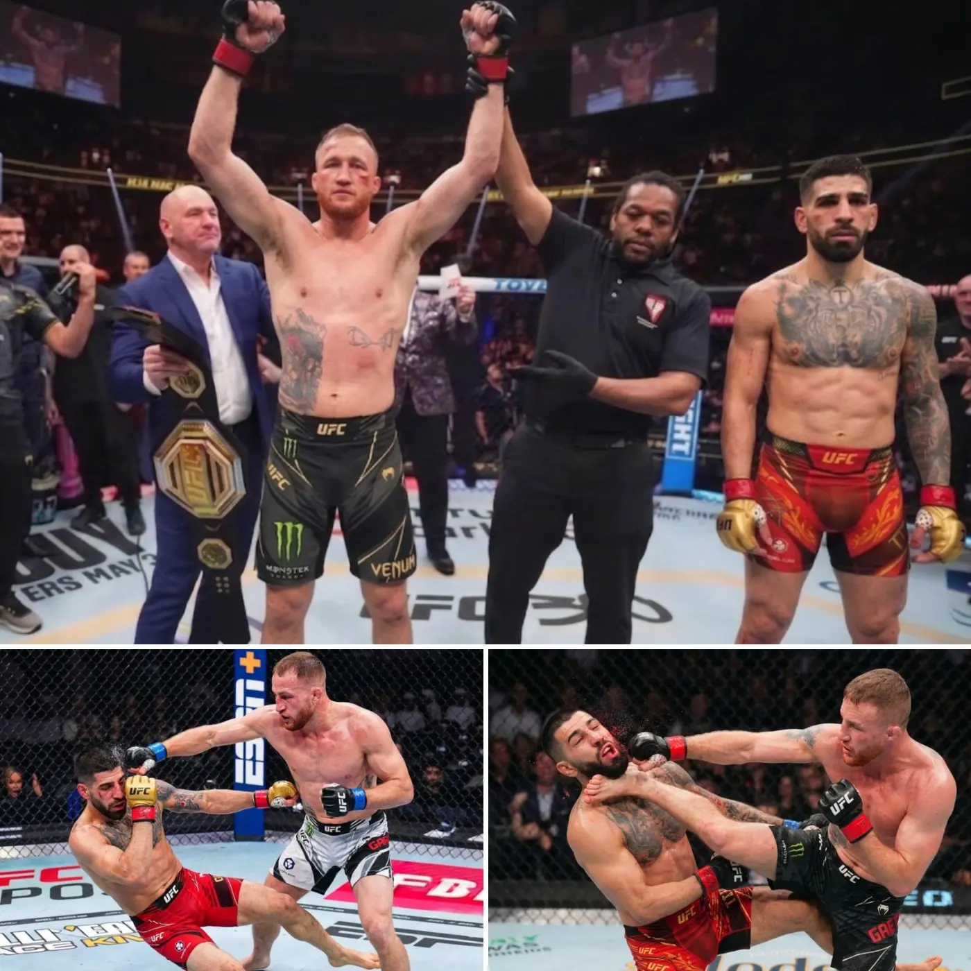 Cover Image for Justin Gaethje Destroys Ilia Topuria With A Stunning Finish That Shocked The World