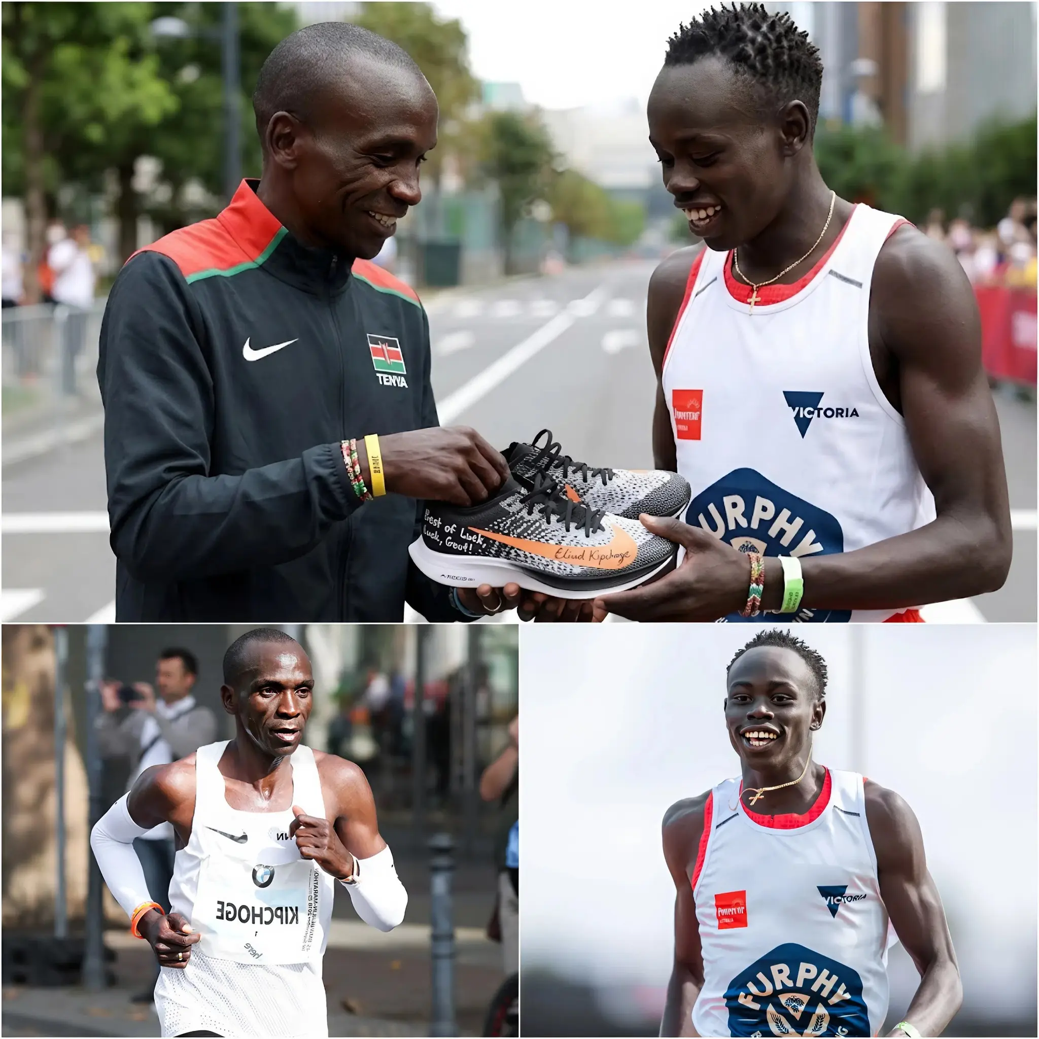 Cover Image for Eliud Kipchoge gifted Gout Gout a pair of running shoes personally signed by himself, accompanied by an emotional message: “You have the fire of passion. Don’t let the noise extinguish it.” It was a humble yet powerful gesture, capable of inspiring an entire new generation of track and field athletes. Gout responded to this gift with nine words that left Kipchoge deeply moved and emotional…!!!!