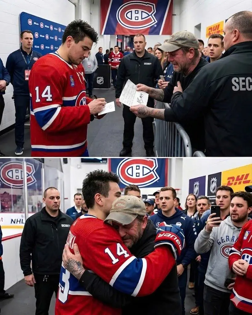 Cover Image for 🏒💙 GESTE MAGNIFIQUE : Malgré une défaite extrêmement douloureuse et les nombreuses critiques subies après le match 4 contre les Buffalo Sabres, Nick Suzuki a montré au monde entier la grandeur de son cœur.