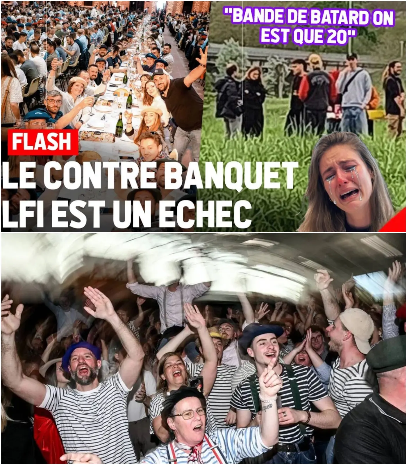 Cover Image for Le choc visuel est total ! Alors que le banquet traditionnel normand âLe Canonâ a rĂ©uni plus de 4 000 personnes dans une ambiance Ă©lectrique et festive Ă Caen, la contre-offensive lancĂ©e par Emma Fourreau et LFI a tournĂ© au fiasco monumental.
