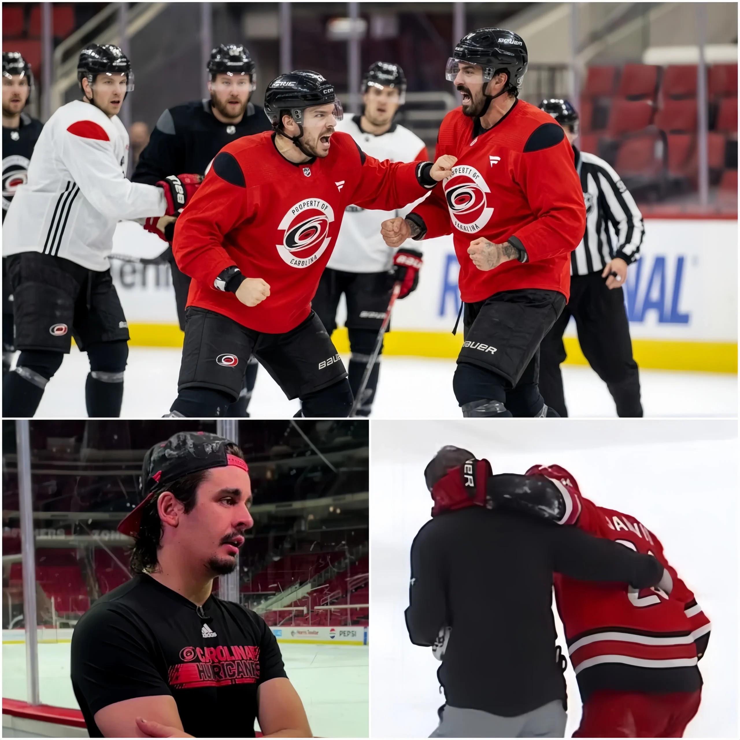 Cover Image for LOCKER ROOM DRAMA IN CAROLINA: Just 15 minutes ago, a closed practice session for the Carolina Hurricanes reportedly turned into a heated confrontation between Logan Stankoven and Seth Jarvis right on the ice. The verbal spat then spilled over into the locker room and became so serious that security had to intervene.
