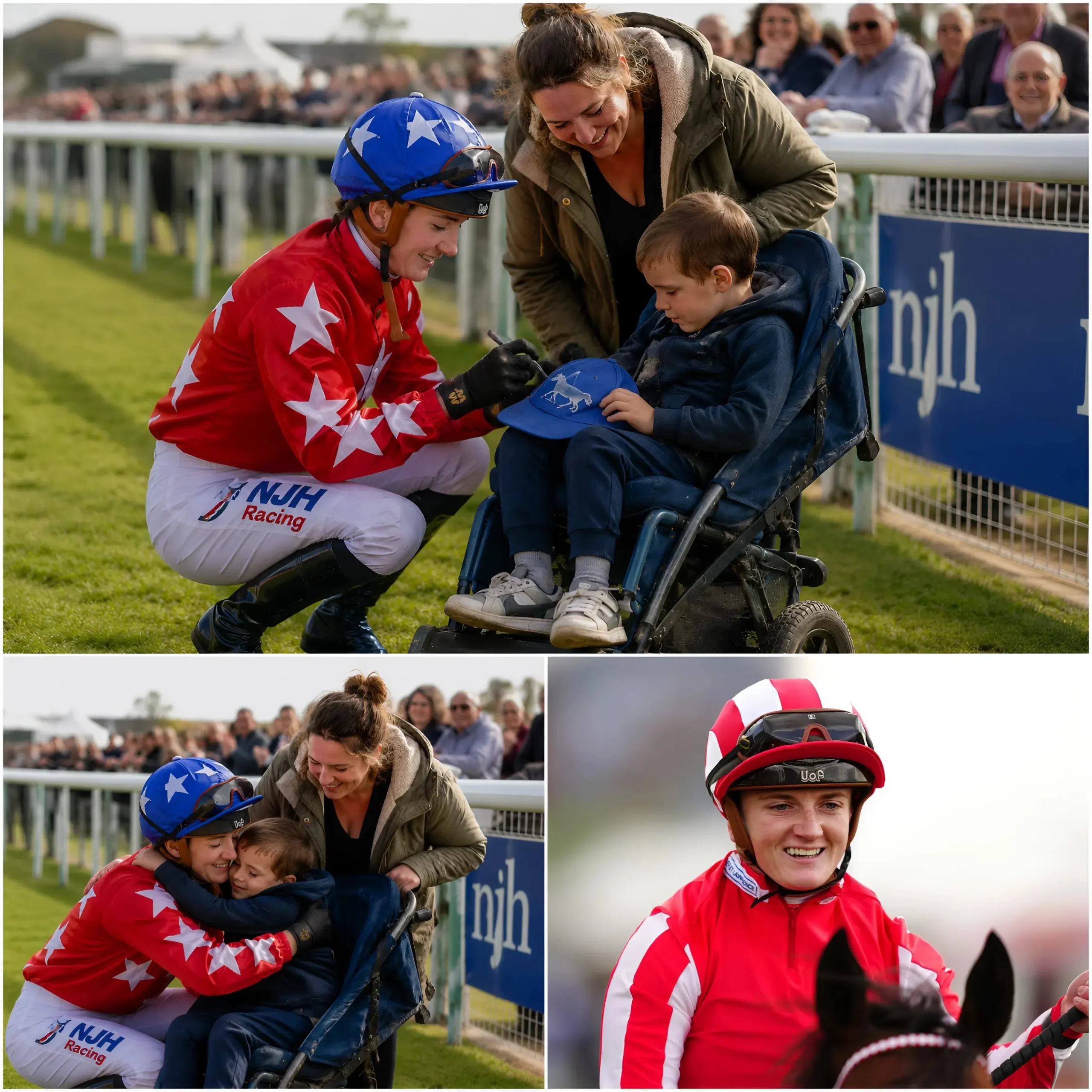 Cover Image for 🔥❤️ TOUCHING: Racecourse staff tried to ask the woman to move back behind the barrier, but Hollie Doyle calmly stopped, stepped forward and said, “Just let her stay there, it’s fine.”