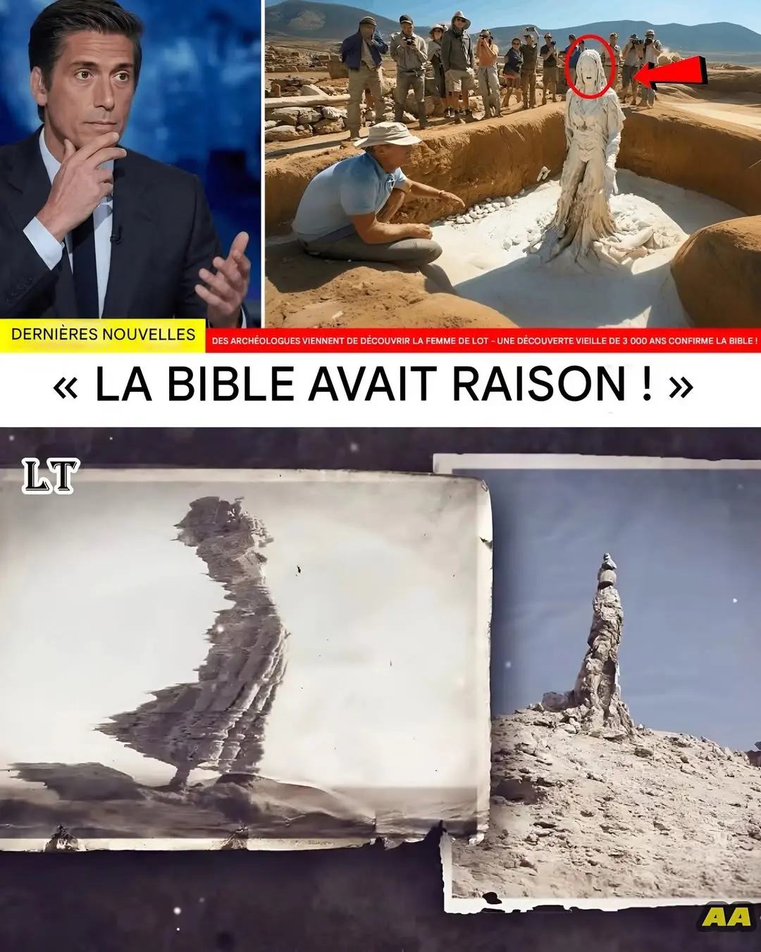 Cover Image for 🚨 LA BIBLE LE PROUVE ? Une colonne de sel vieille de 3 000 ans, surnommée « la femme de Lot », découverte en plein désert ! 🚨