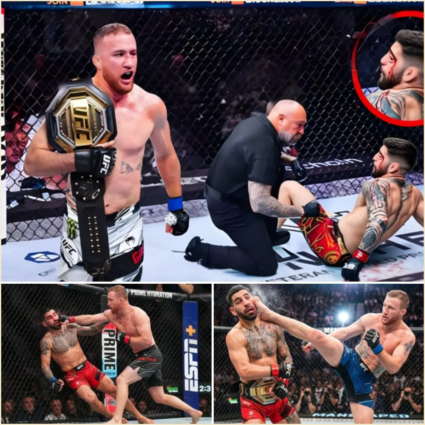 Cover Image for “7 Minutes of Horror Inside the Octagon…” — Justin Gaethje Flatlines Ilia Topuria With One of the Most Terrifying UFC Finishes Ever Seen