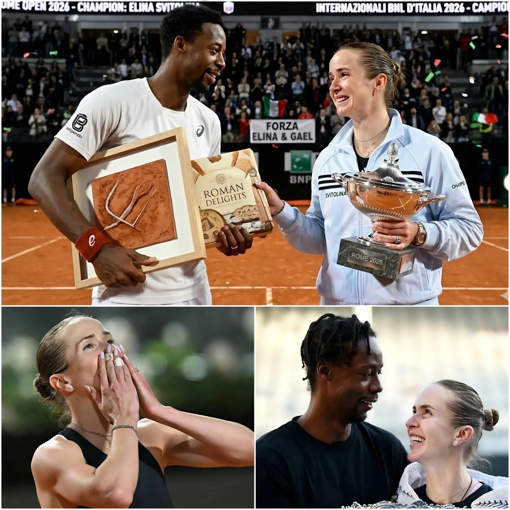 Cover Image for 💖INFO EXCLUSIVE : Gaël Monfils a fait sensation dans le monde du tennis… et a tenu tout le monde en haleine en dévoilant le cadeau « spécial » qu’il avait préparé pour Elina Svitolina après sa victoire en finale à Rome. Lorsqu’il est entré, un élégant coffret noir à la main, il s’est dirigé directement vers sa femme et lui a dit à haute voix : « C’est pour toi. Ouvre-le. »
