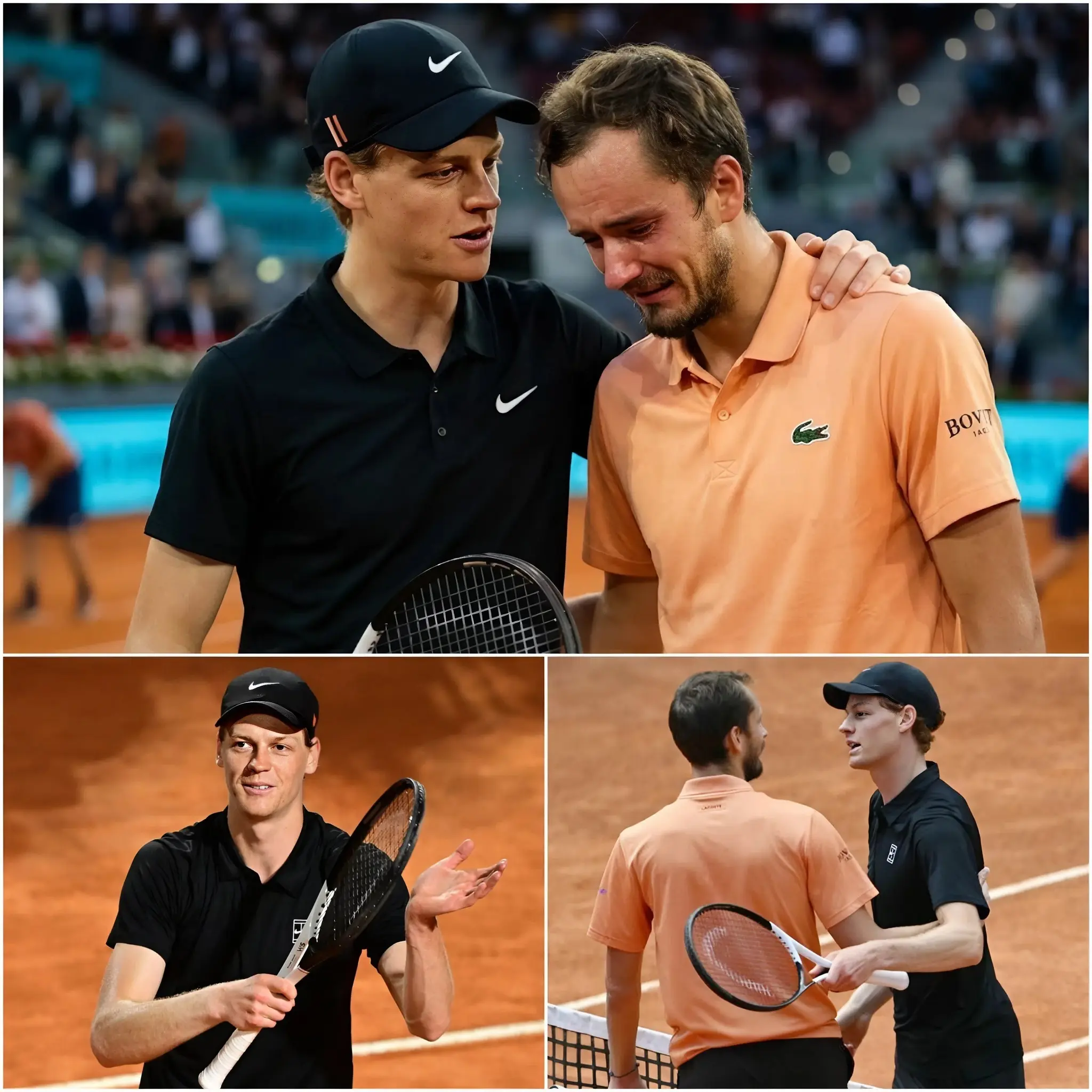 Cover Image for 🎾💔« Soutenez-le, il n’a rien fait de mal. » Après sa défaite en demi-finale du tournoi de Rome, Daniil Medvedev a laissé éclater sa fureur et sa frustration, lançant des paroles acerbes à son rival Jannik Sinner.