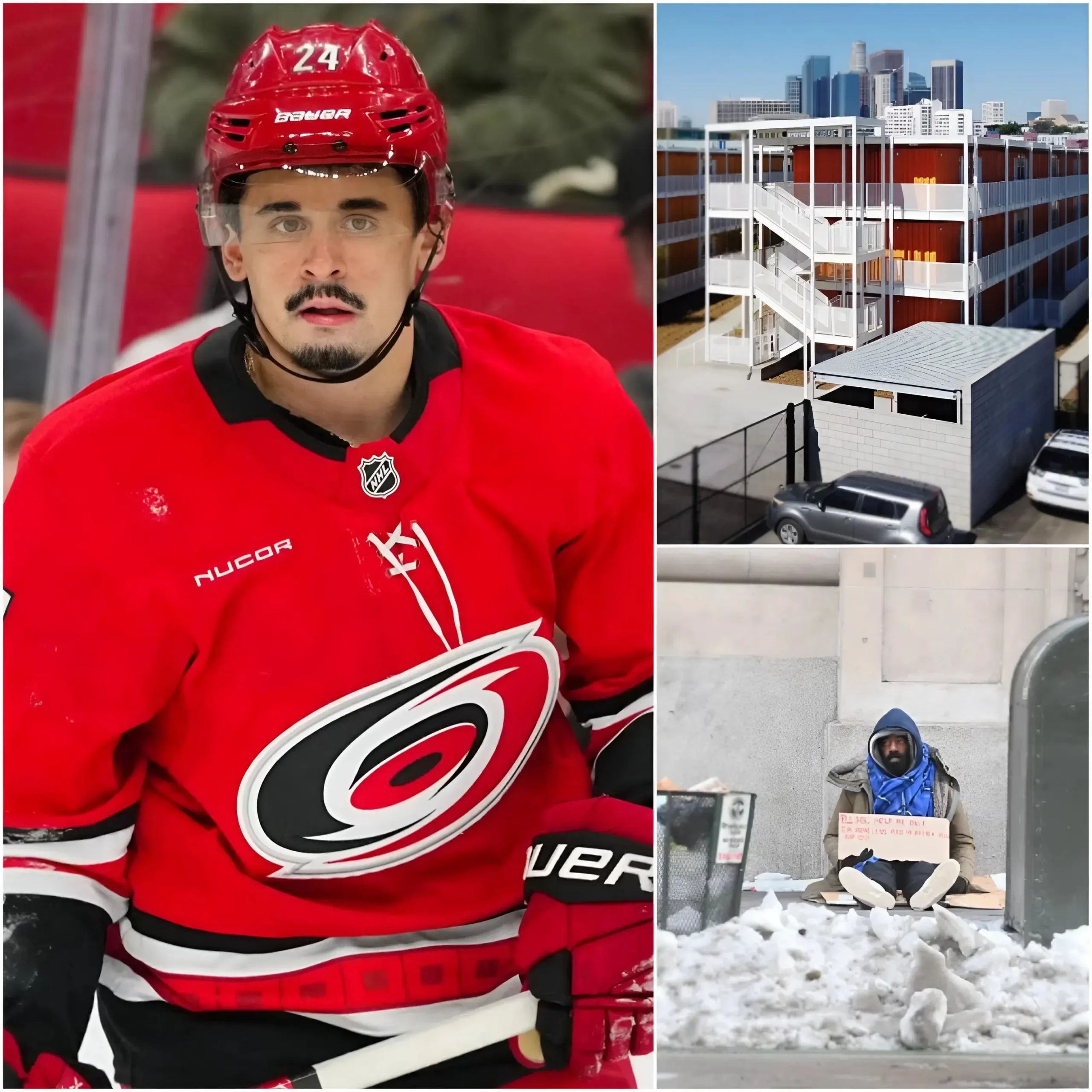 Cover Image for Carolina Hurricanes star Seth Jarvis has donated his entire $12.4 million in prize money and sponsorship earnings to a homeless shelter initiative in his community, funding the construction of 75 homes with more than 180 beds.