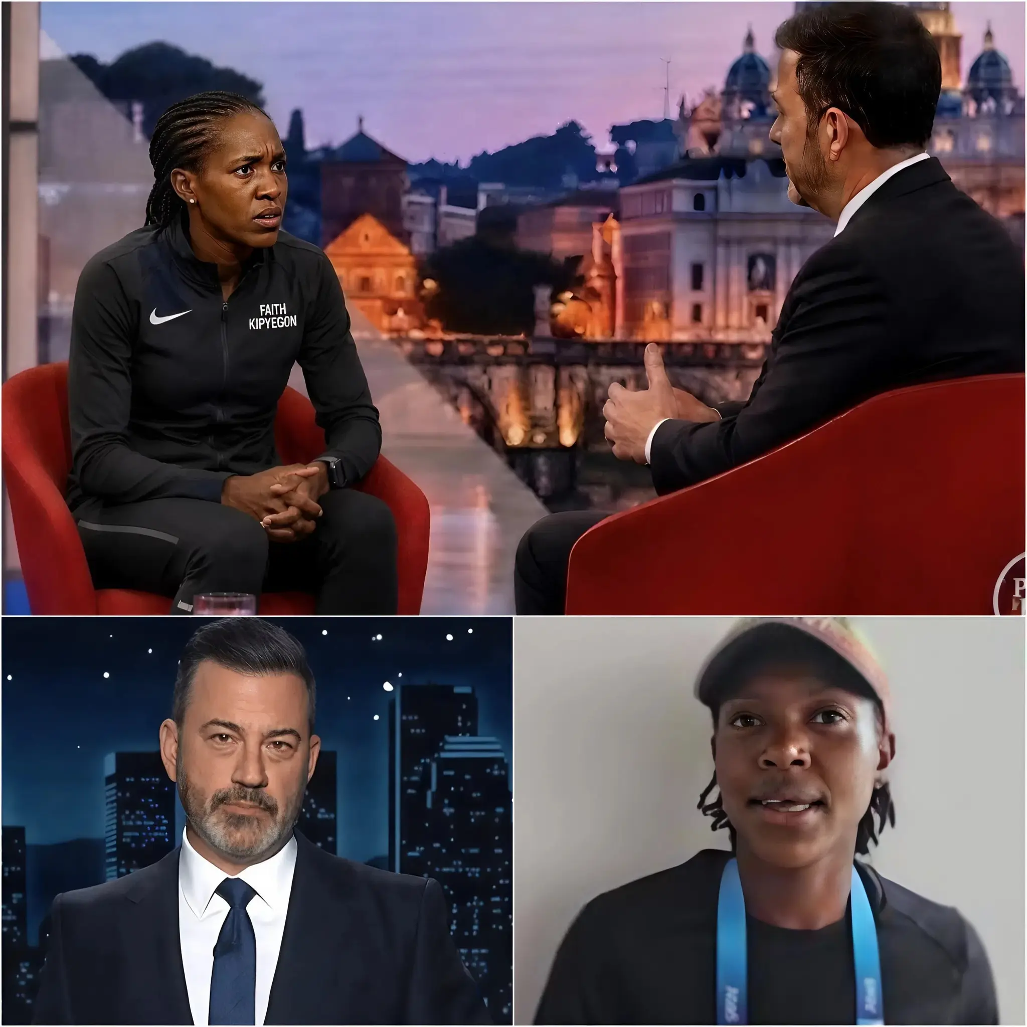 Cover Image for “DAMN IT! GET HER OFF MY SHOW!” — Jimmy Kimmel yelled, but it was too late. Faith Kipyegon had just turned Jimmy Kimmel Live! into a real television explosion.