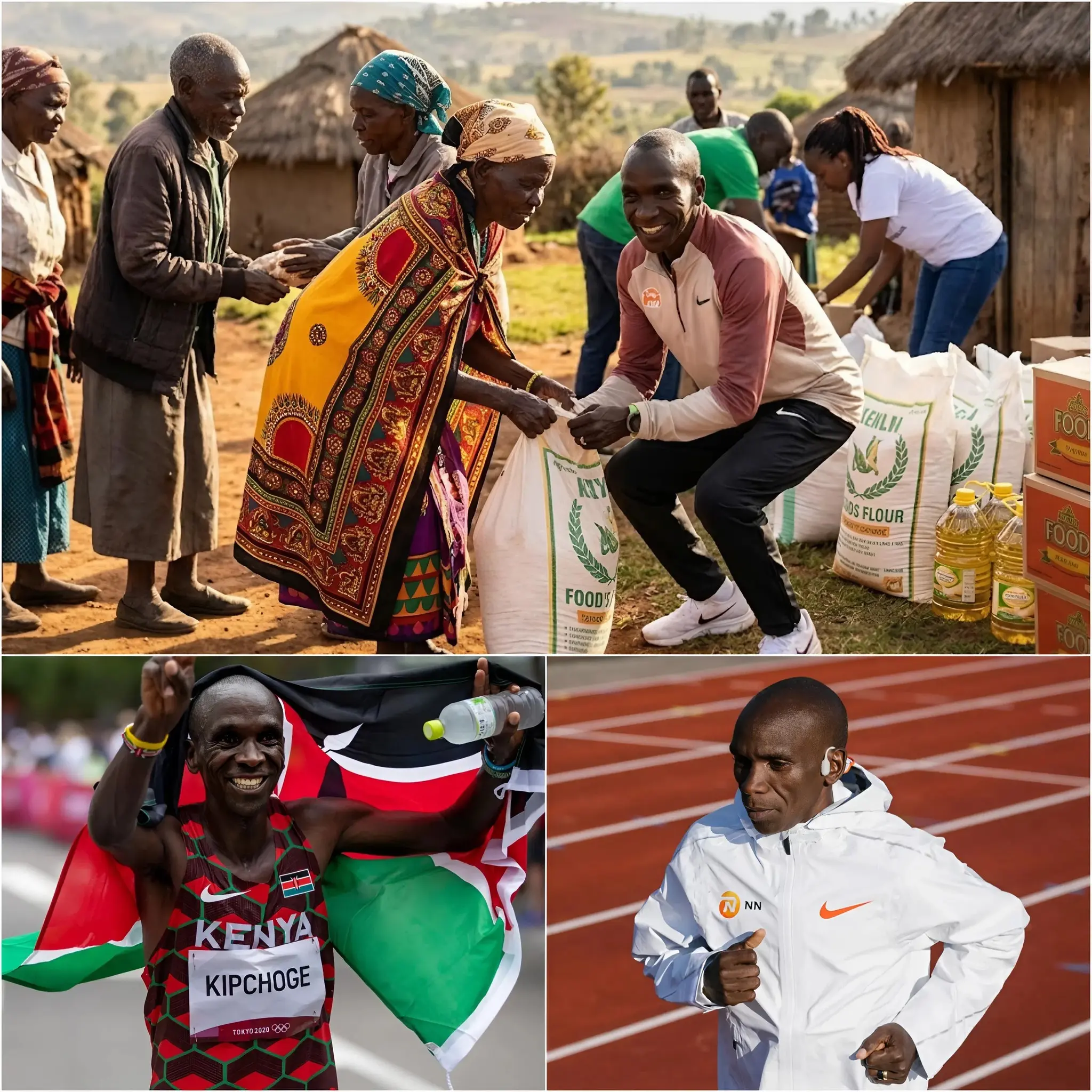 Cover Image for 💔🚨 A HEARTBREAKING LESSON OF HUMANITY FROM THE KING OF MARATHONS 💓 Eliud Kipchoge – the legendary marathon king – not only shattered the impossible barrier of running under 2 hours, but also quietly carried out an act of kindness that left the entire world emotional.
