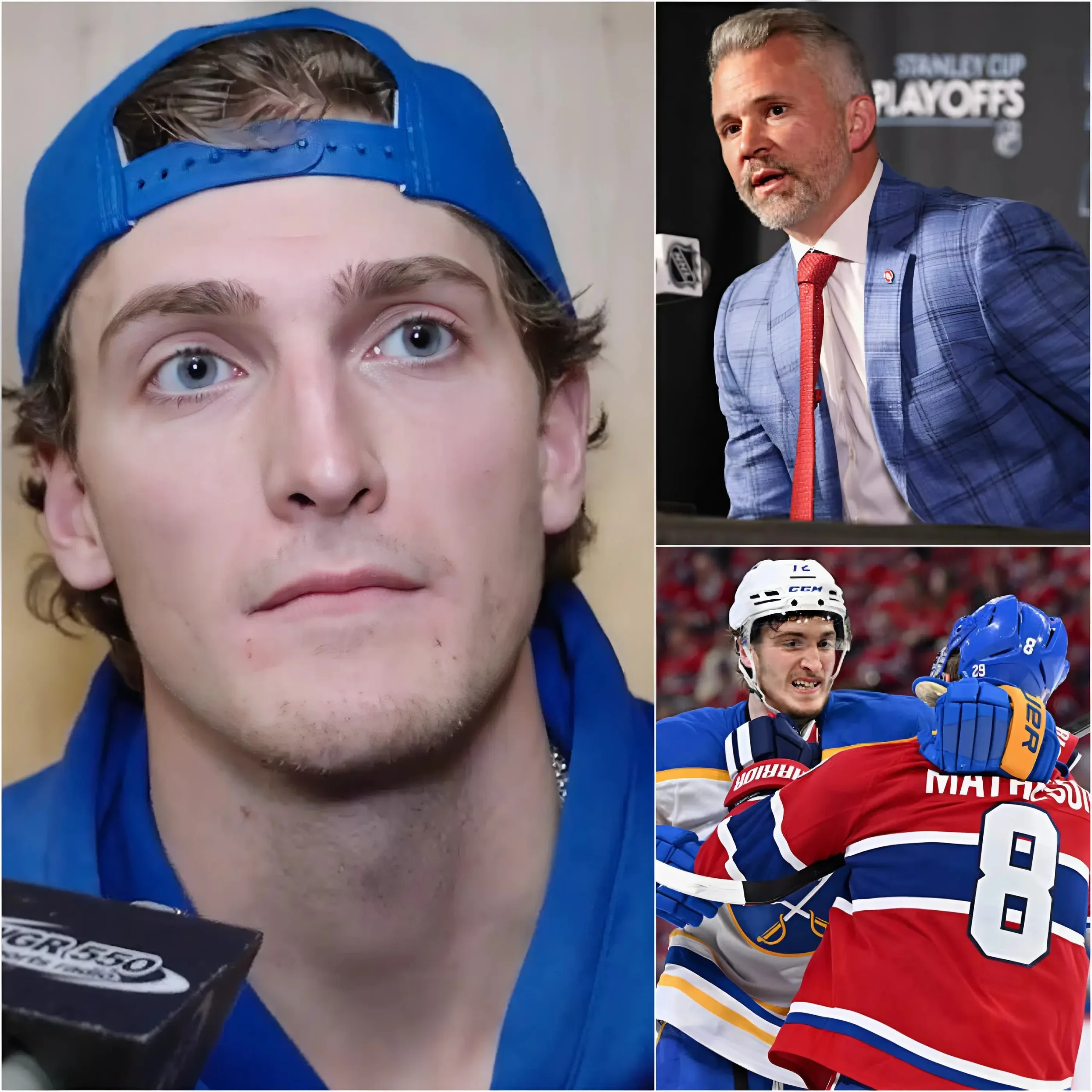 Cover Image for La vedette des Sabres de Buffalo, Tage Thompson, n’a pas hésité à critiquer les Canadiens après leur victoire au KeyBank Center, les accusant de compter sur la chance et l’arbitrage pour gagner.