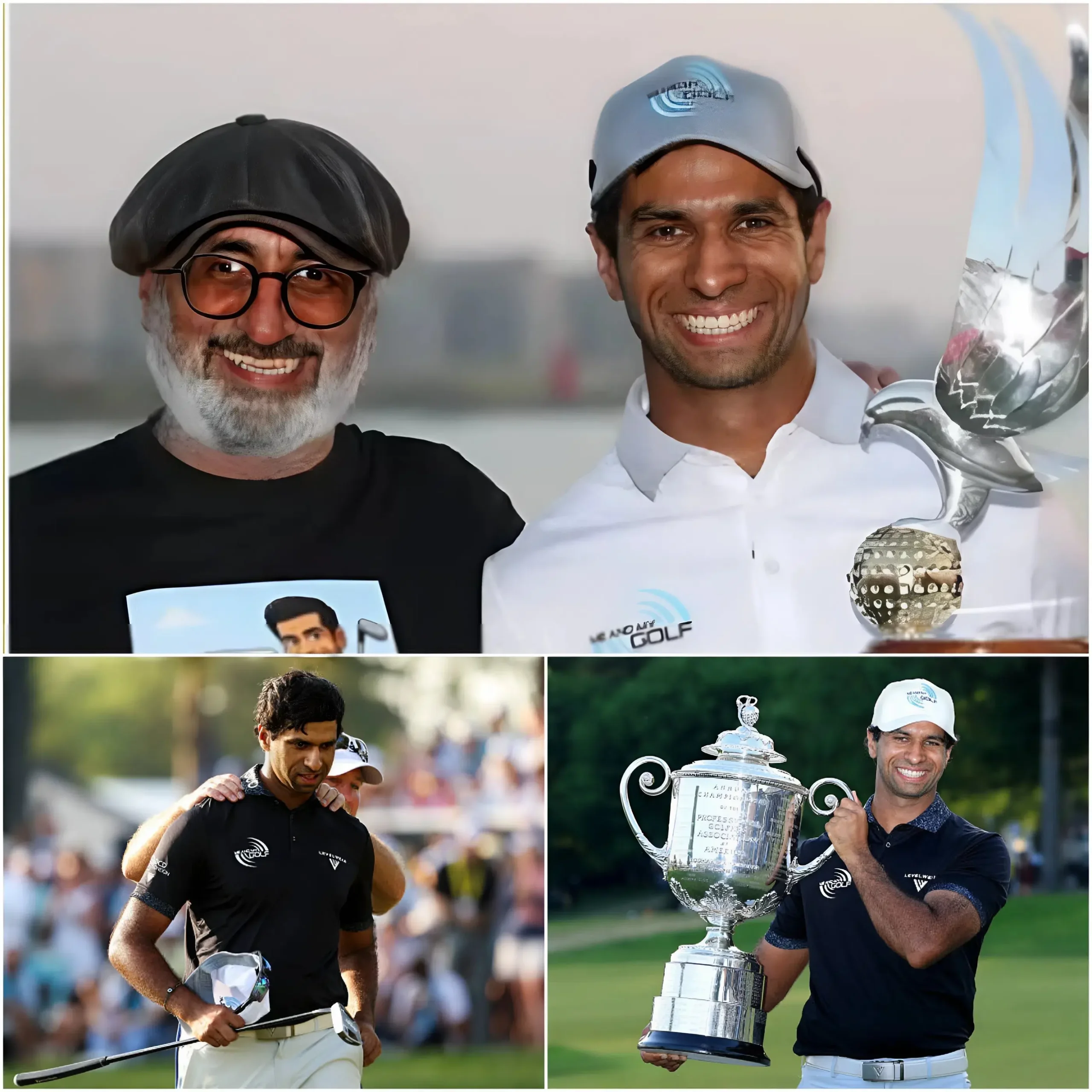Cover Image for On the electrifying grandstand during the final day of the PGA Championship, as Aaron Rai stepped onto the final green, no one noticed that behind the blinding lights and deafening cheers, a father was silently breaking down in tears