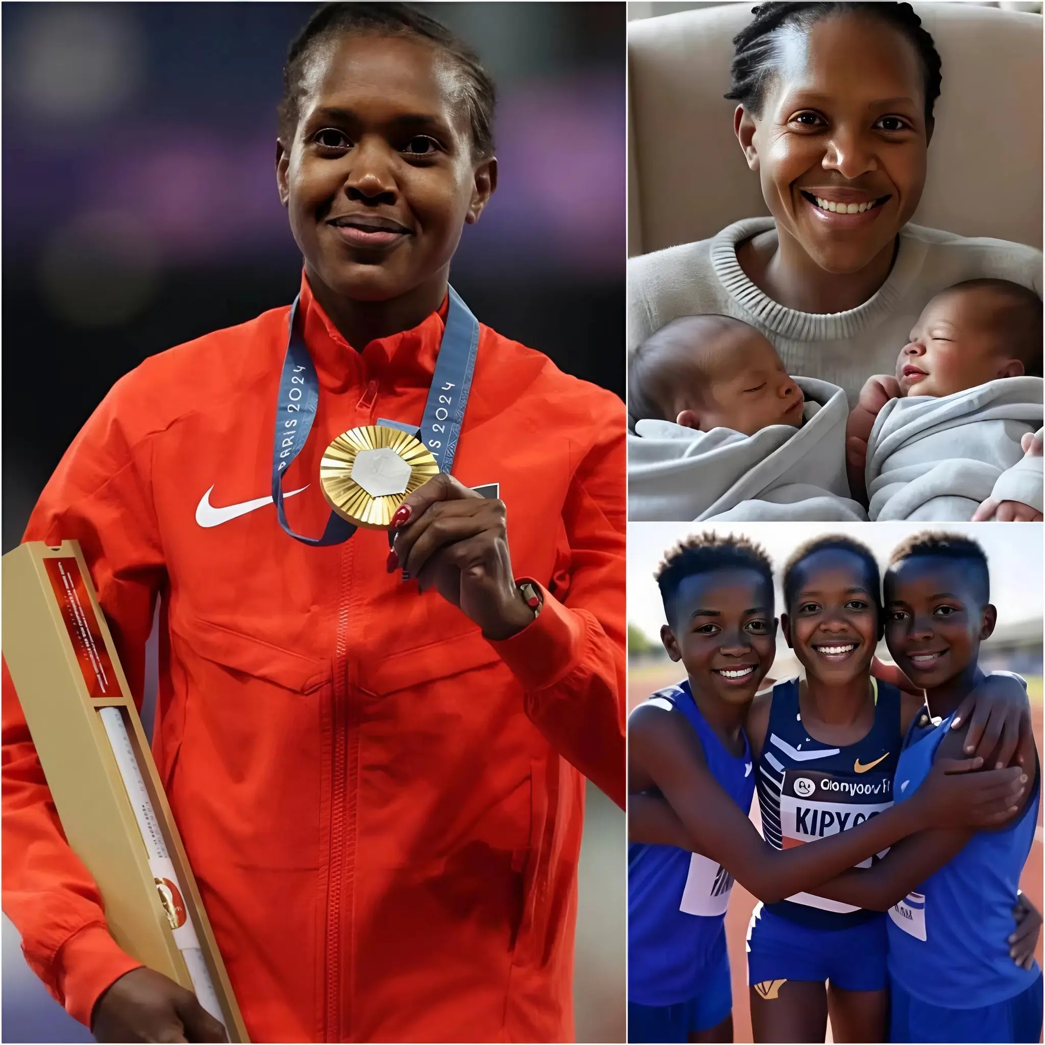 Cover Image for HEARTWARMING NEWS💥 Faith Kipyegon and her husband, Timothy Kitum, have just shocked the world with the announcement of welcoming TWO twins