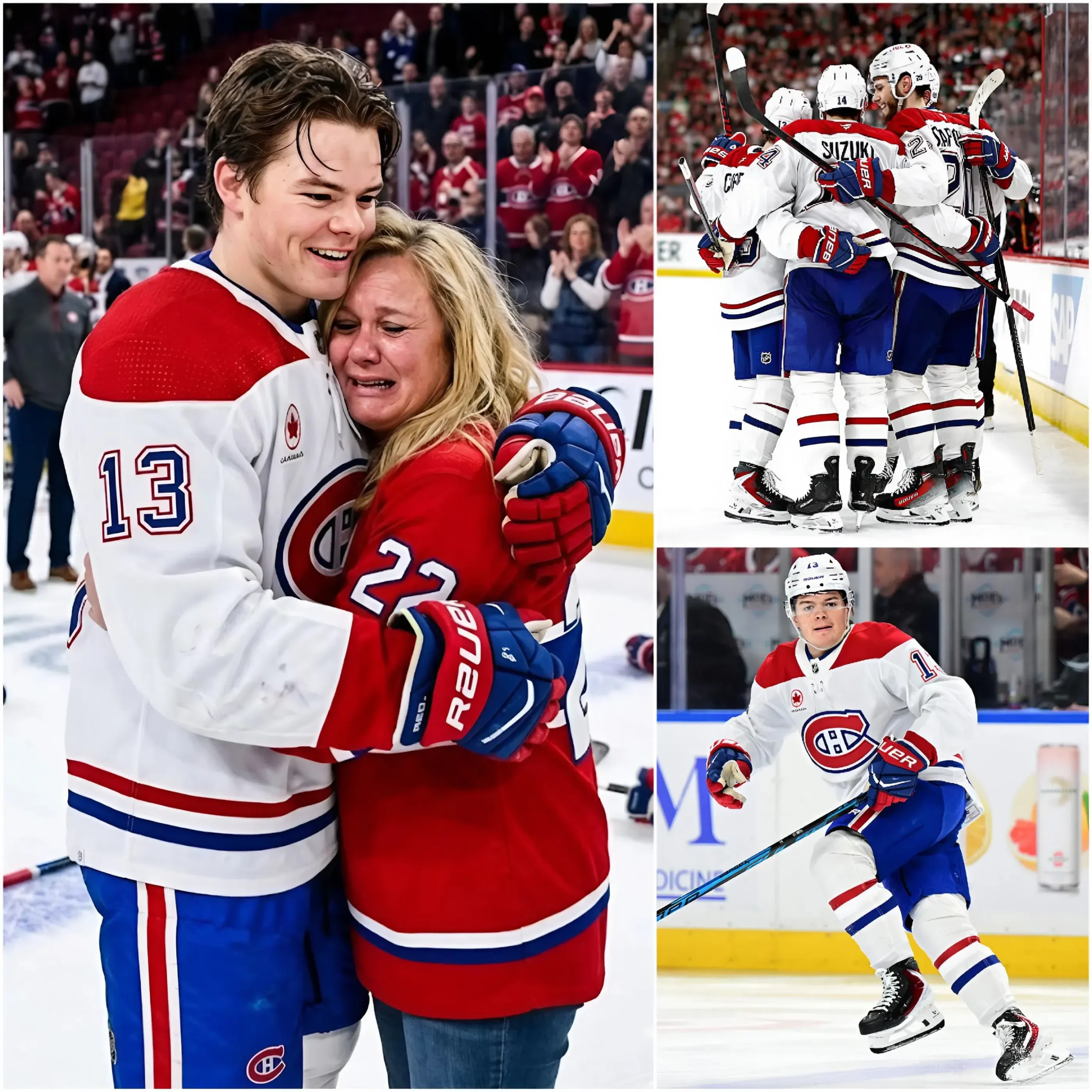 Cover Image for 💔 « MON FILS… TU L’AS FAIT ! » La mère de Cole Caufield a fondu en larmes après la victoire pleine d’émotion des Montreal Canadiens contre les Carolina Hurricanes.