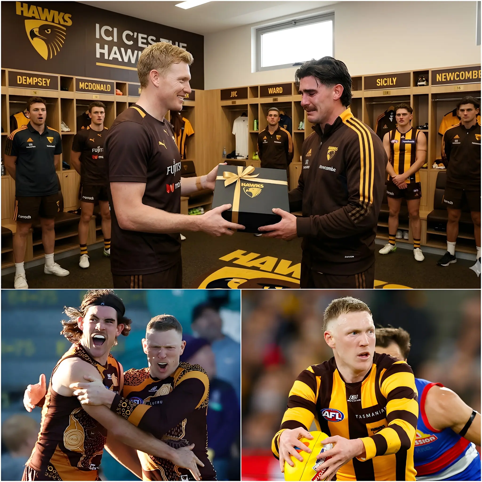 Cover Image for James Sicily left the entire AFL world emotional… and shocked everyone with the “extraordinary” gift he gave to a Hawks teammate after training.