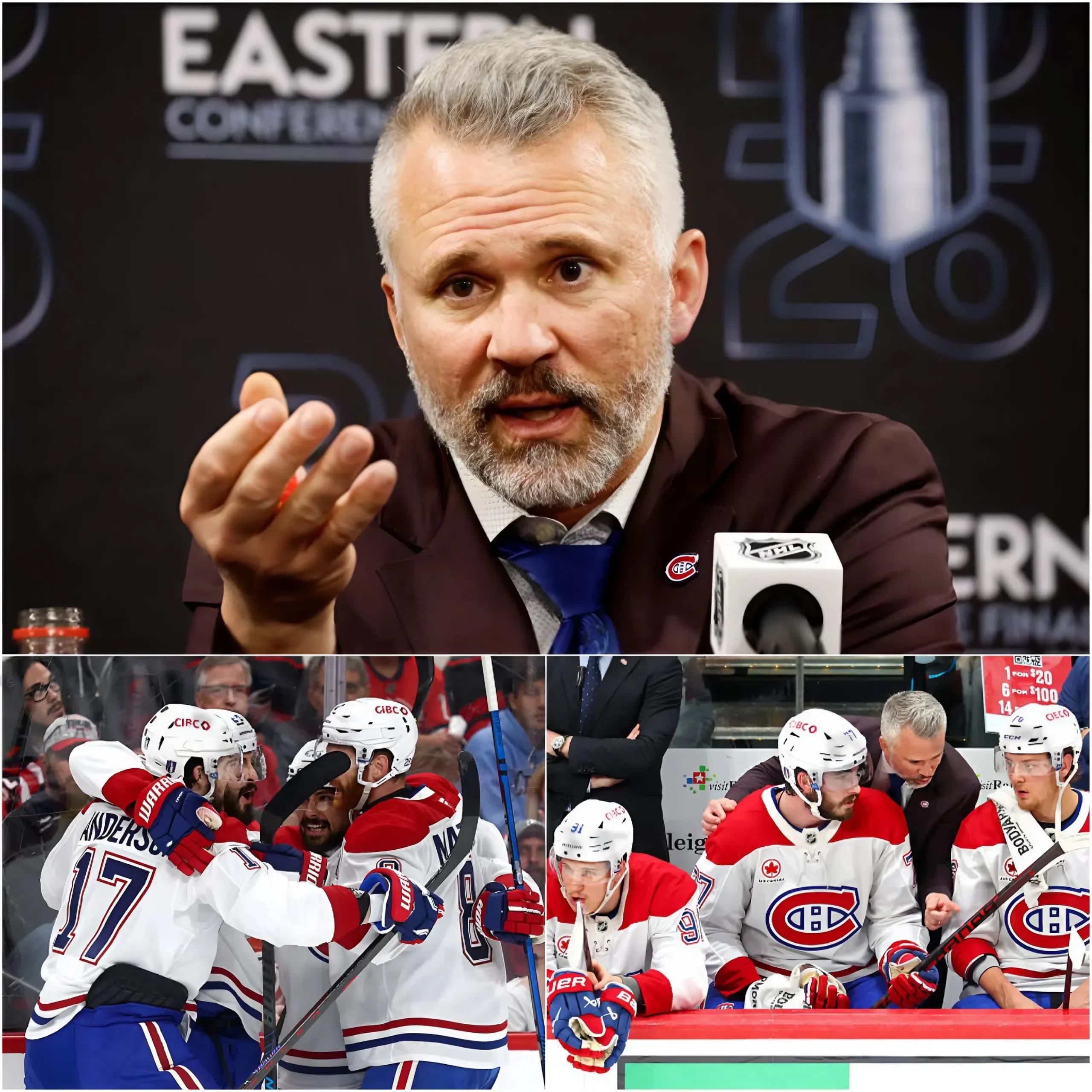 Cover Image for 🚨 « TROIS NOUVEAUX JOUEURS NOUS APPORTERONT LA VICTOIRE ! » L’entraîneur-chef Martin St. Louis a officiellement annoncé la formation de départ pour le deuxième match de la finale de l’Association de l’Est contre les Hurricanes de la Caroline, avec trois nouveaux joueurs qui n’ont jamais joué en séries éliminatoires cette saison.