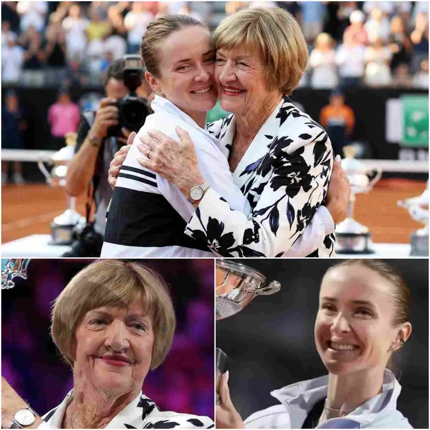 Cover Image for 🎾 “A STAR THAT SHINES FOR DECADES, THE PRIDE OF AUSTRALIA.” — Legend Margaret Court moved everyone in Rome when she spoke about Elina Svitolina after her historic victory! 🥺🔥 According to legend Margaret Court