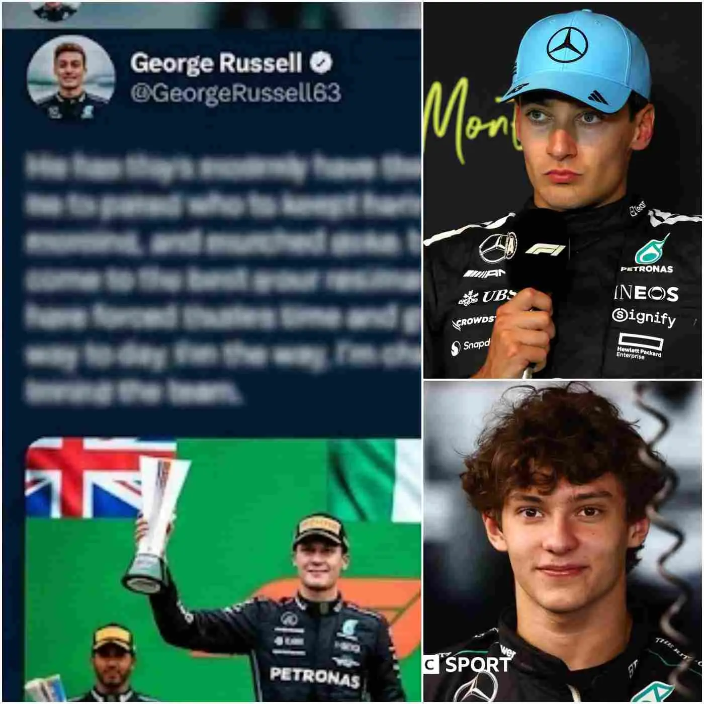Cover Image for 🤫 “Arrivare secondo non basta…” — Il misterioso post di George Russell dopo l’ultima gara sta facendo discutere i fan, convinti che si tratti di una FRECCIATA VELENOSA a Kimi Antonelli.