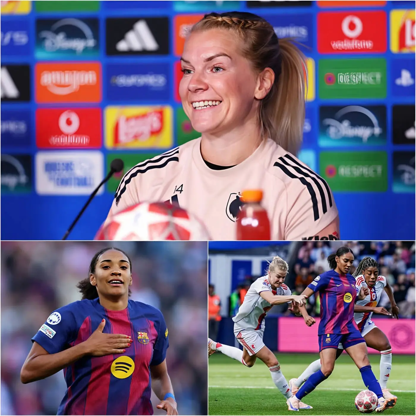 Cover Image for “¡NOS HAN ROBADO LA VICTORIA!” La estrella del OL Lyonnes Ada Hegerberg estalló de ira tras la derrota 0-4 ante FC Barcelona acusando a los árbitros de favorecer claramente al Barcelona al ignorar faltas evidentes mientras castigaban al OL Lyonnes en acciones incomprensibles “merecíamos ganar