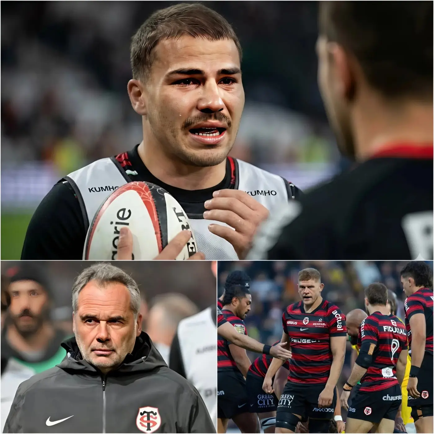 Cover Image for « COMPRENEZ-MOI, S’IL VOUS PLAÎT ! » 🚨 Antoine Dupont a assumé l’entière responsabilité de la défaite 10-38 face au Stade Rochelais, expliquant que son incapacité à jouer, due à une blessure contractée à l’entraînement, en était la cause, et a présenté ses sincères excuses à tous les supporters du Stade Toulousain.